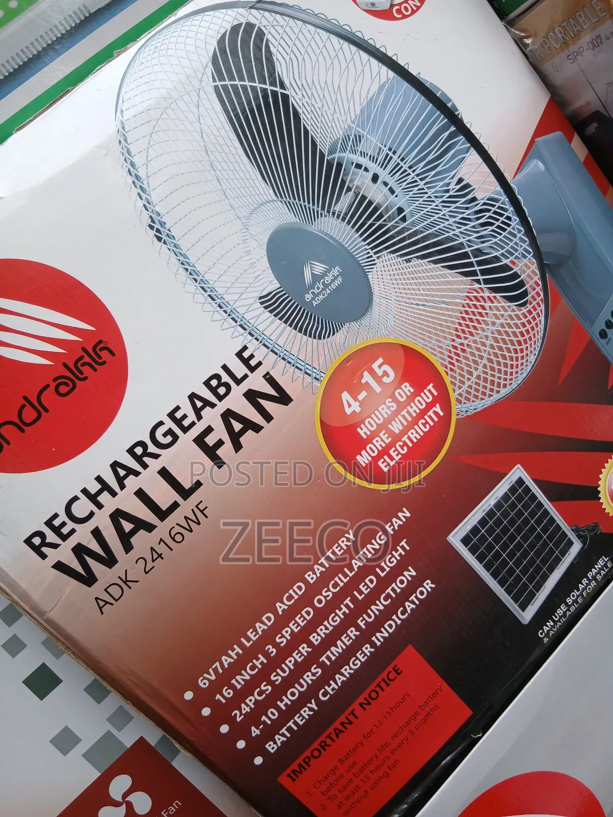 16" Rechargeable Wall Fan