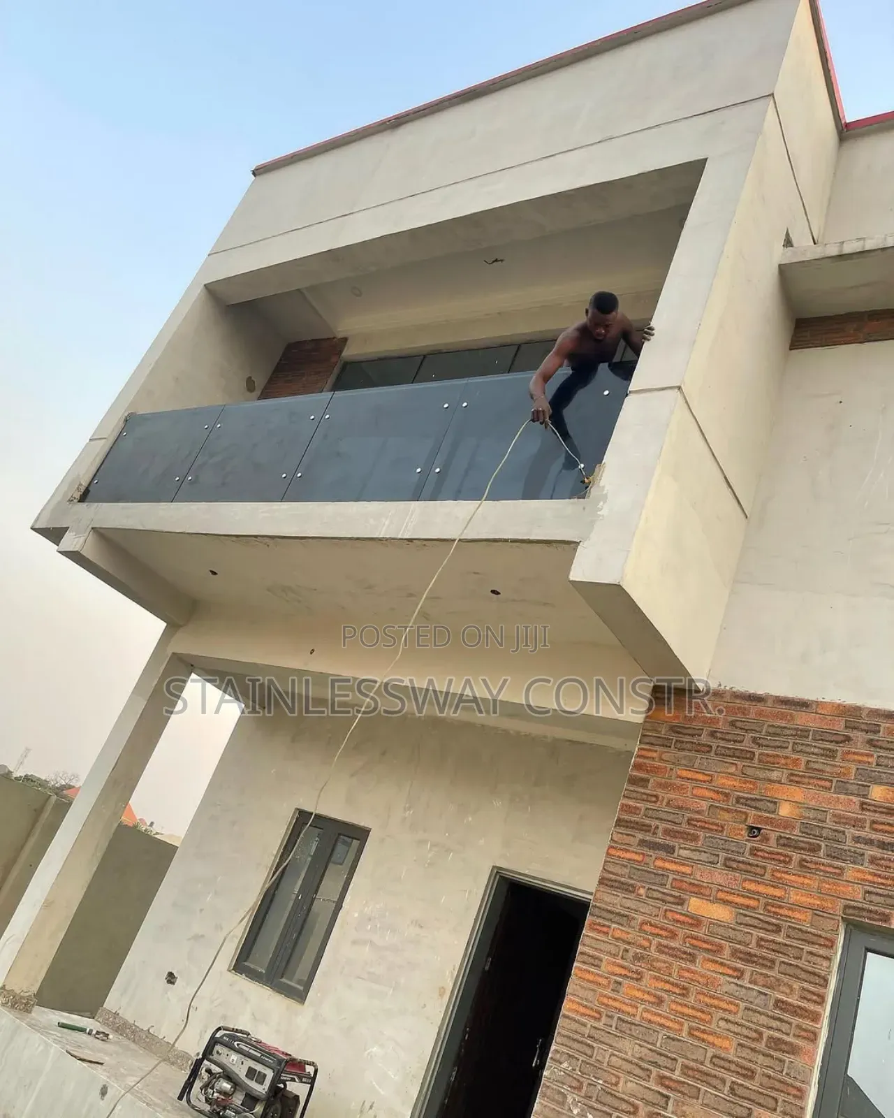 Dark Grey Glass Balcony Railing Cryps