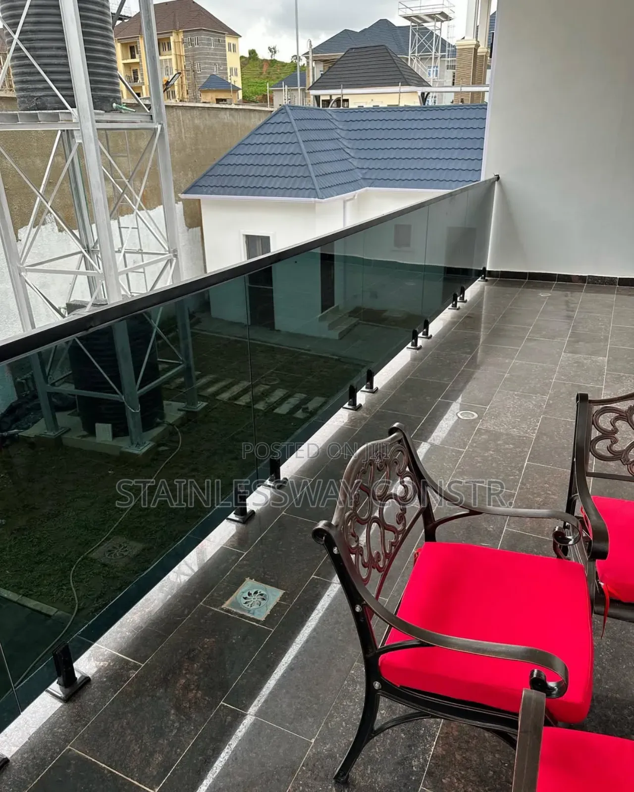 Dark Grey Glass Balcony Express