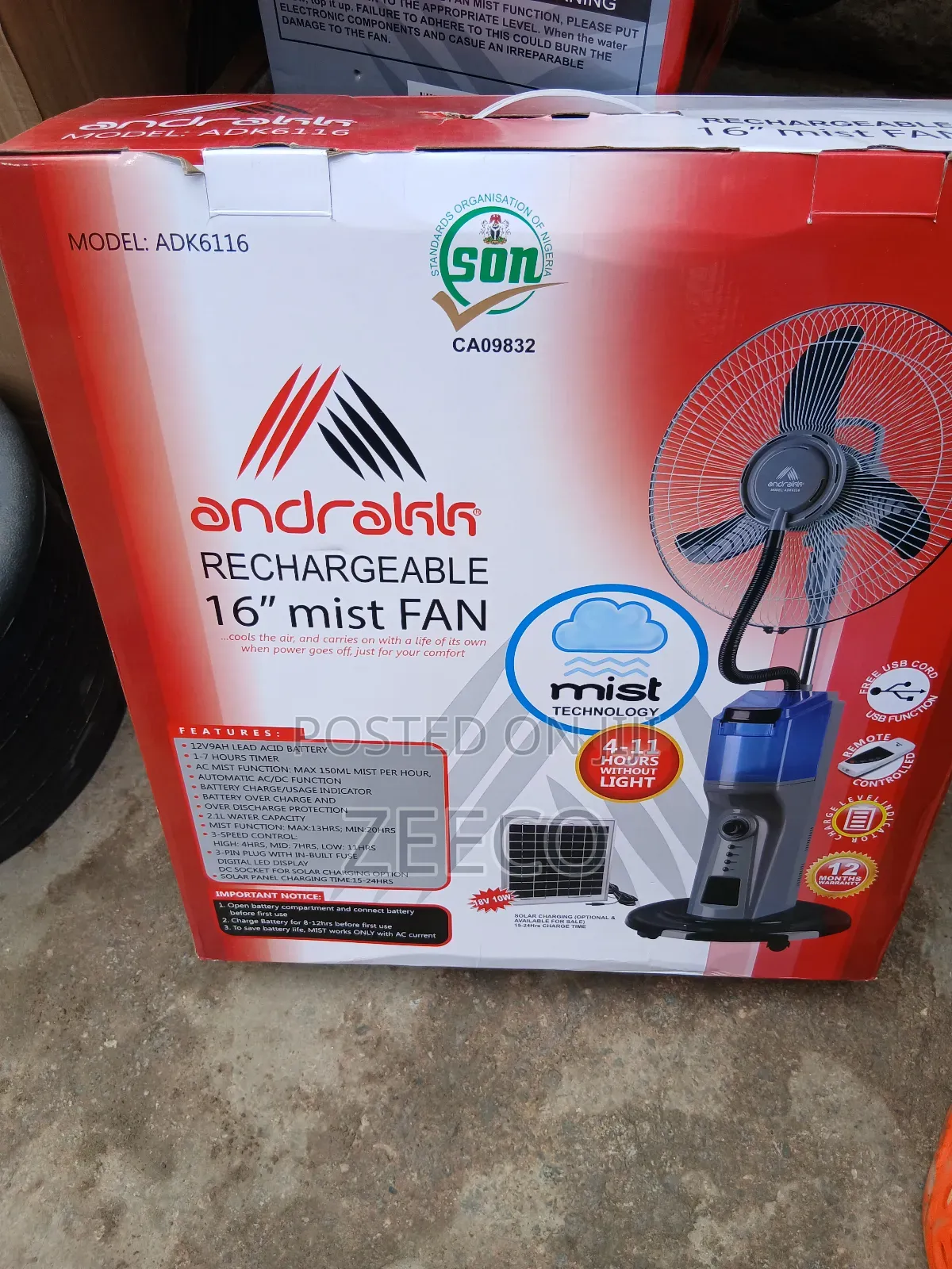 16" Rechargeable Mist Fan