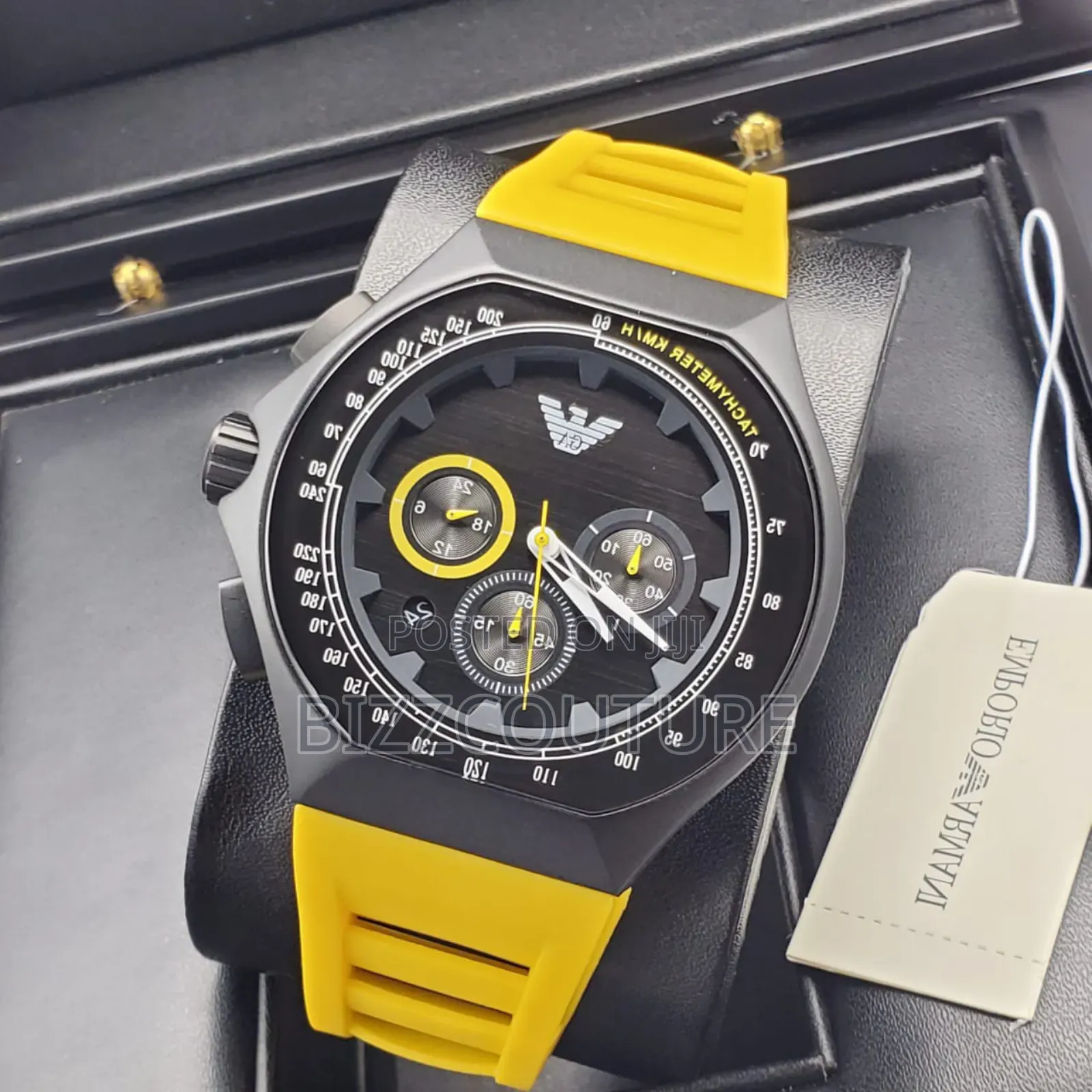 Original Emporio Armani Yellow Rubber Strap Watch