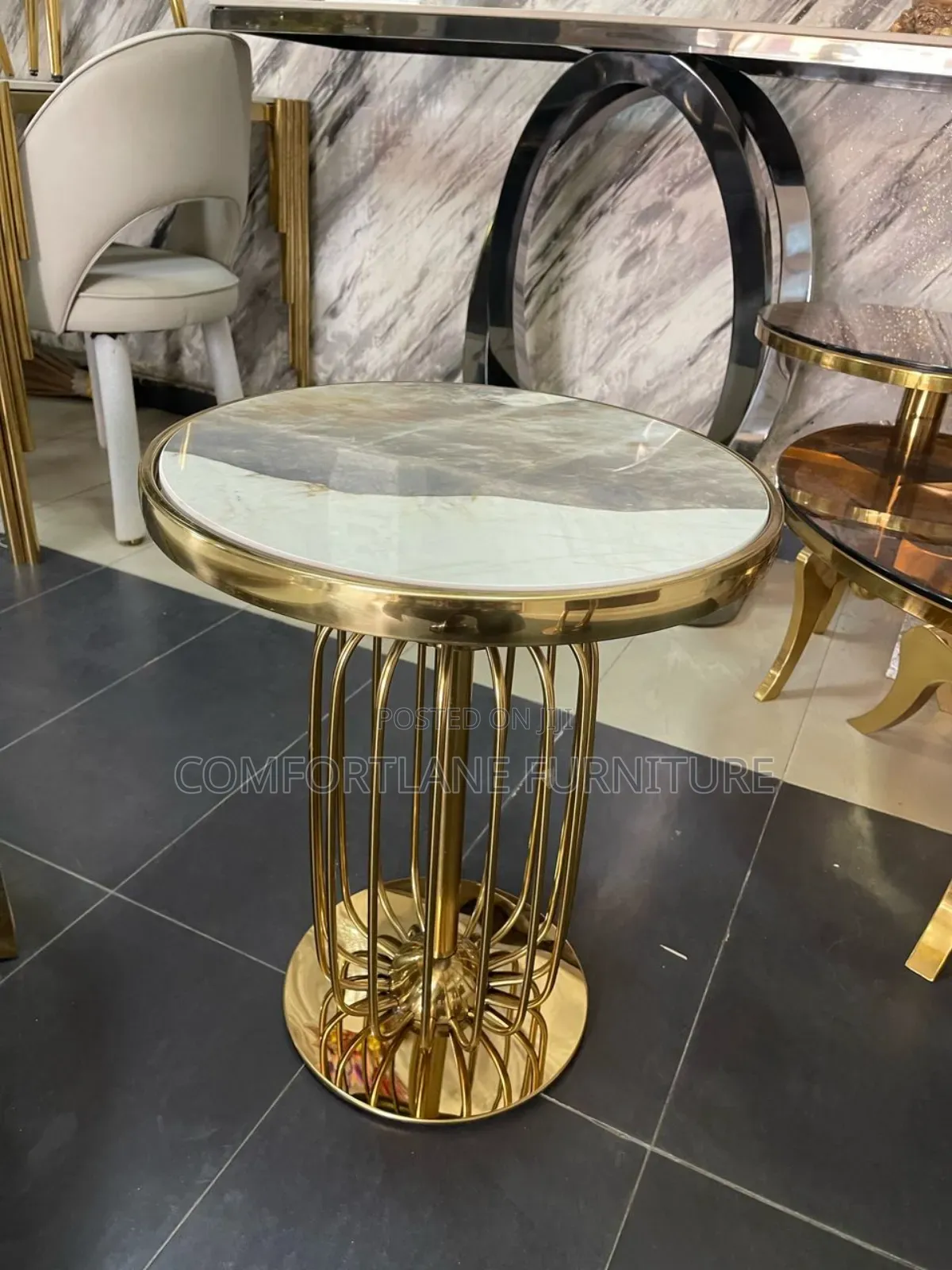 Marble Cofee Tables/Stools With Gold Base