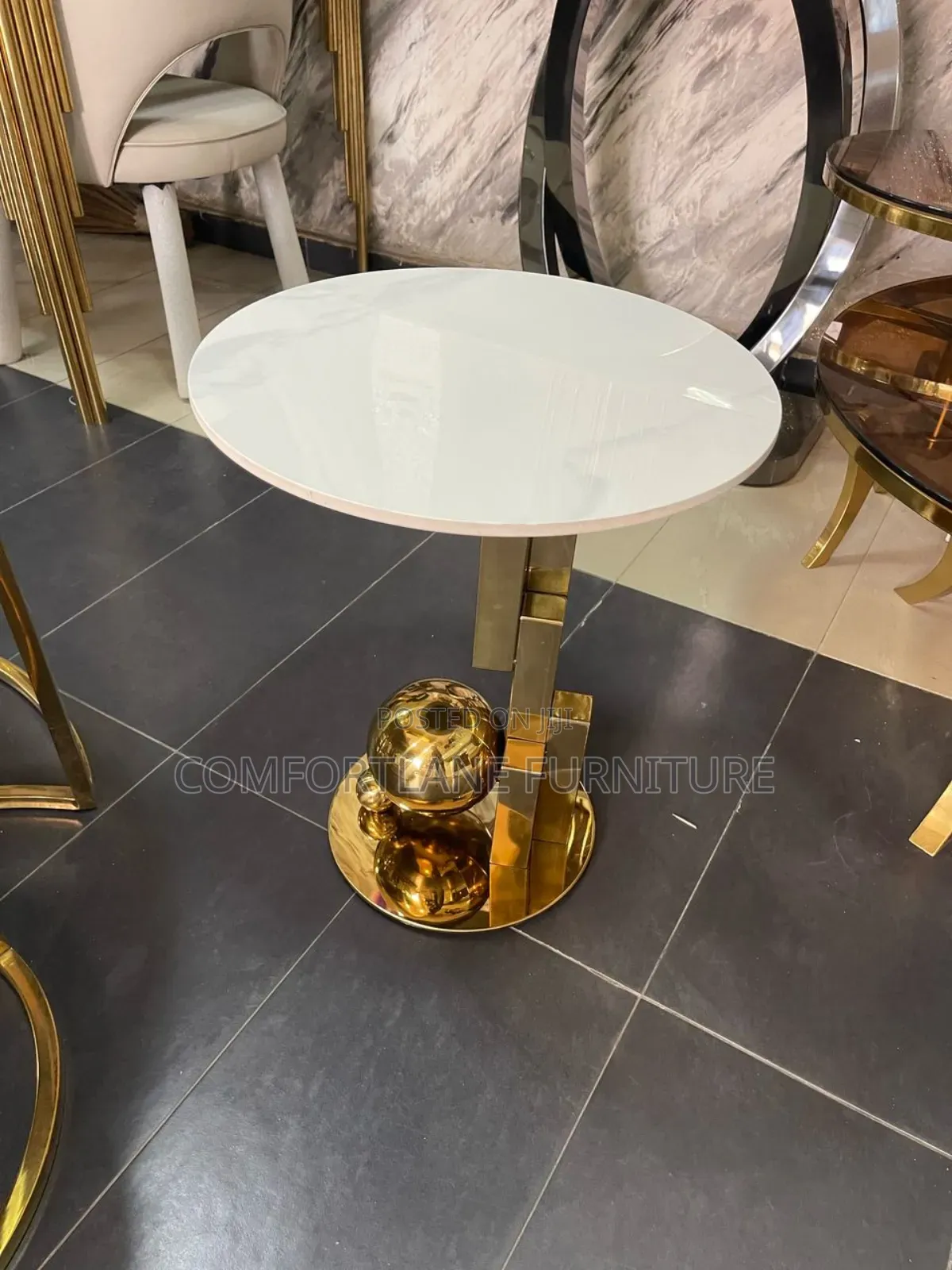 Marble Cofee Tables/Stools With Gold Base