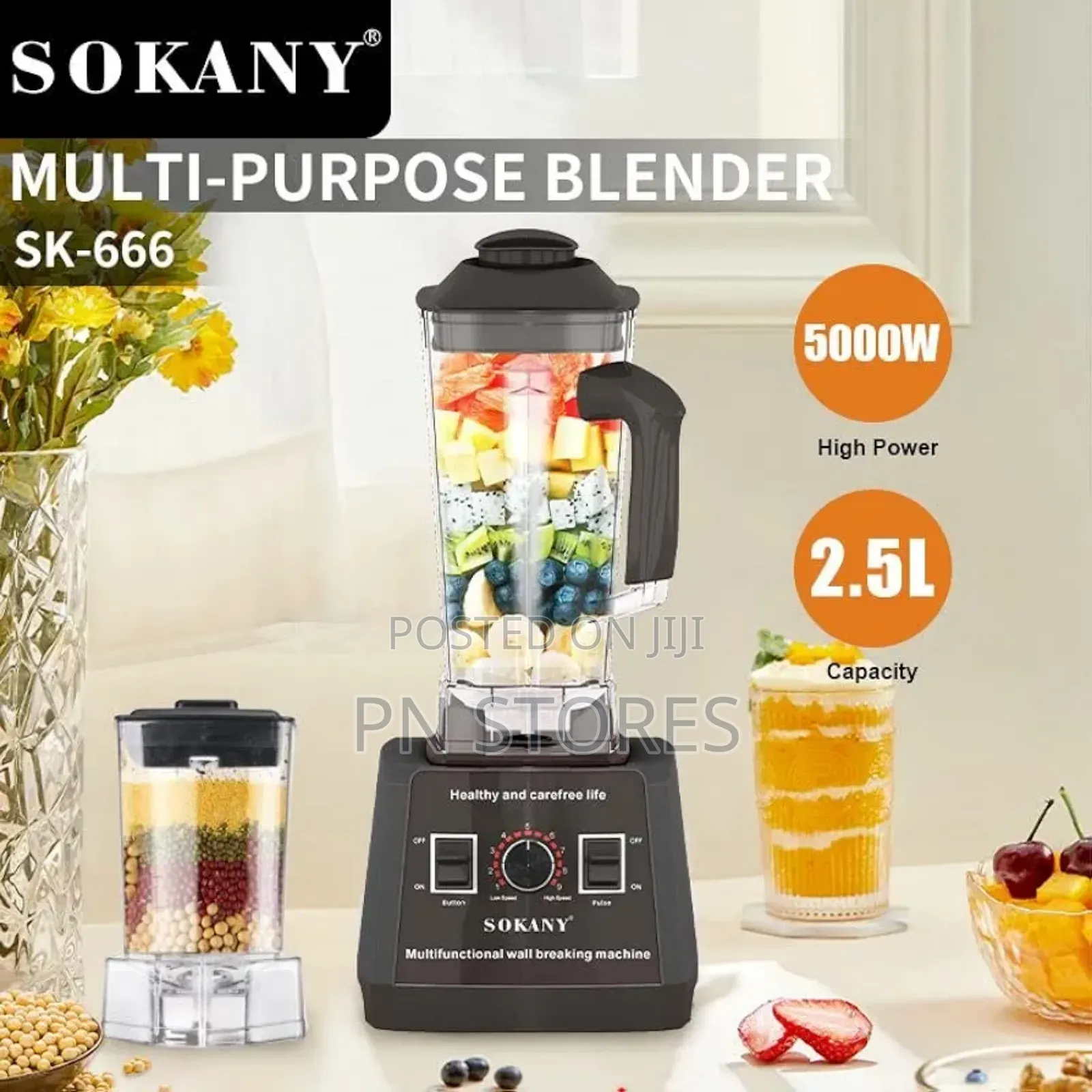 Sokany Multipurpose High Performance Blender - 2.5l- 5000w