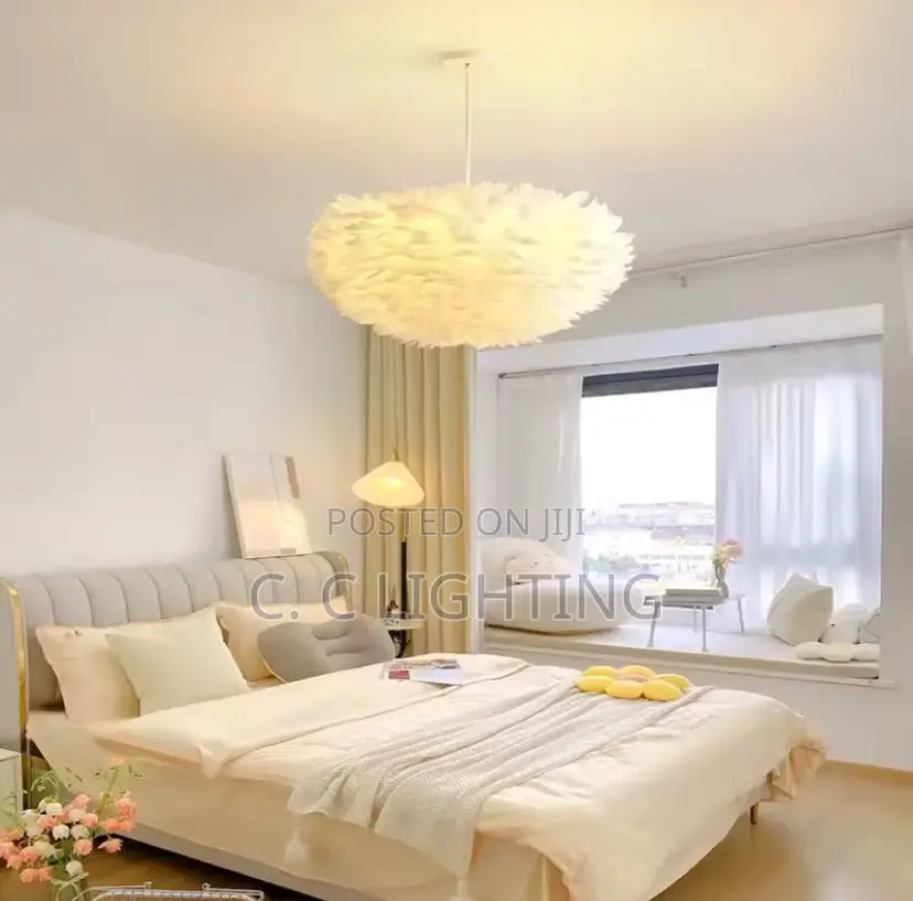 Feather Lamp Warm Romantic Nordic Room Led Light Chandelier