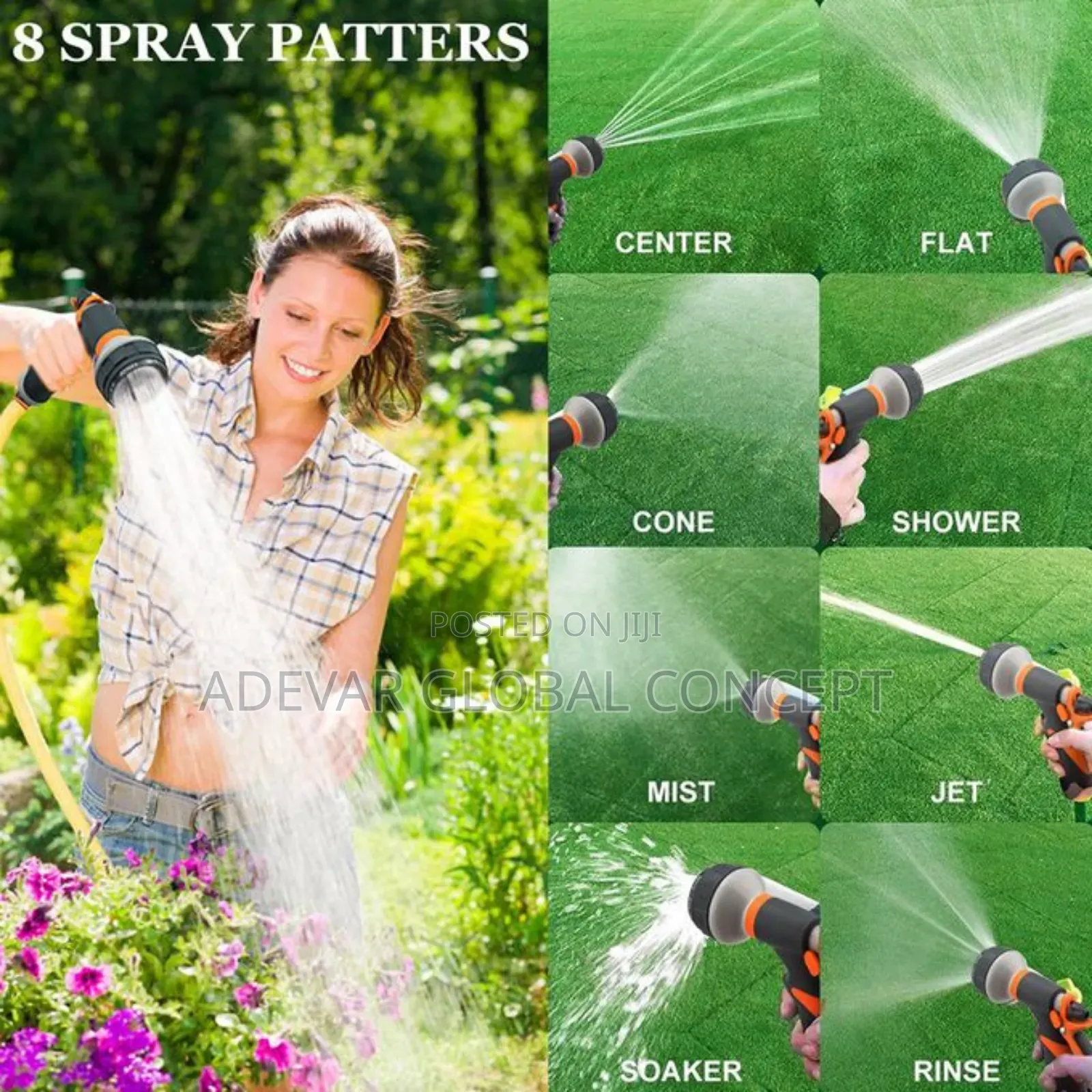 High Pressure Water Gun Car Washer 8 Modes - With 3 Nozzles