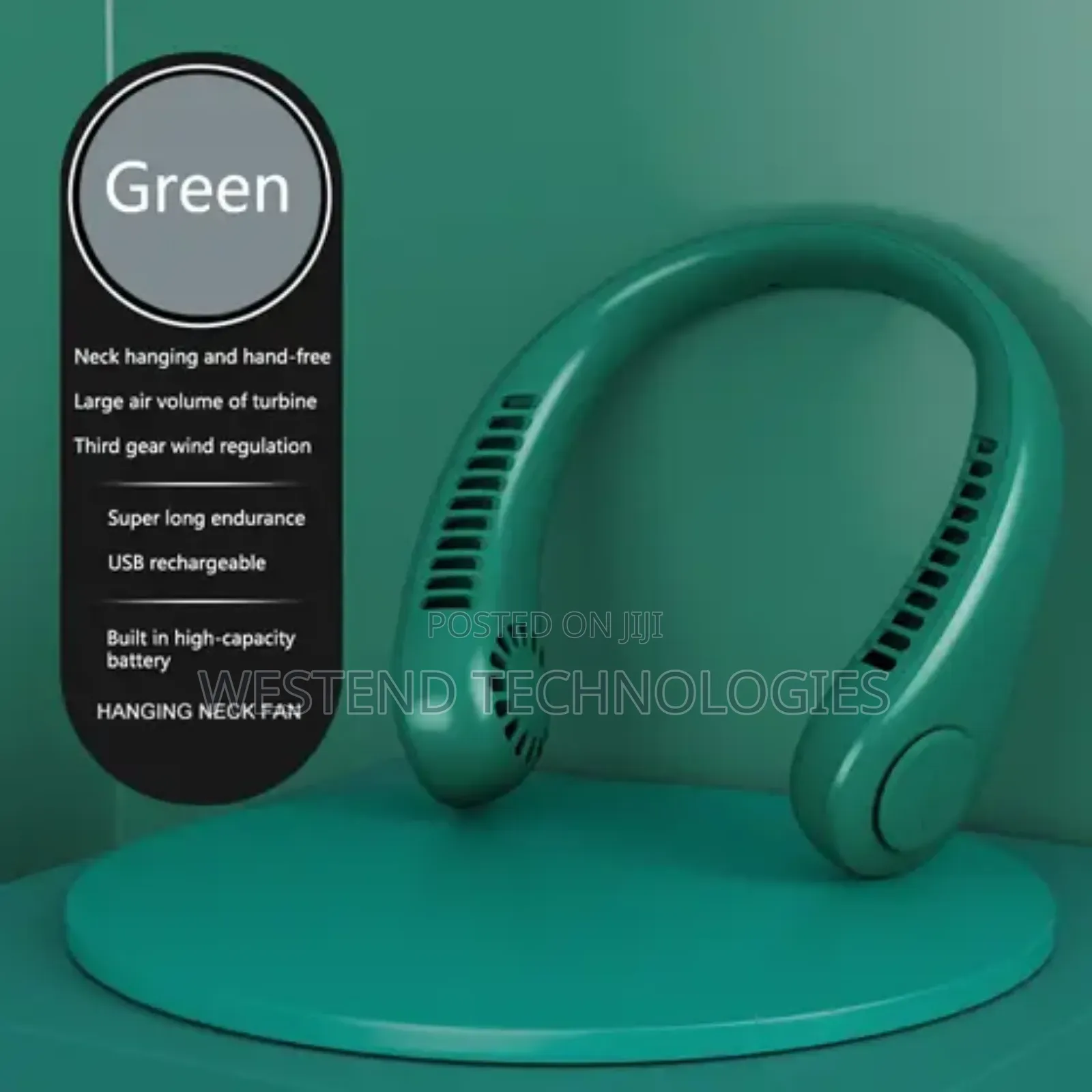 Rechargeable Neck Band Cooling Fan 3-Way Speed