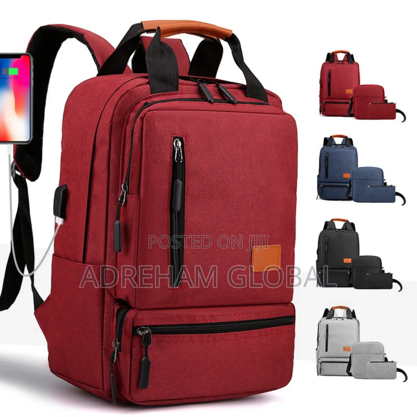 3in1 Jaden Quality Double Padded Front Zipper Laptop Bag