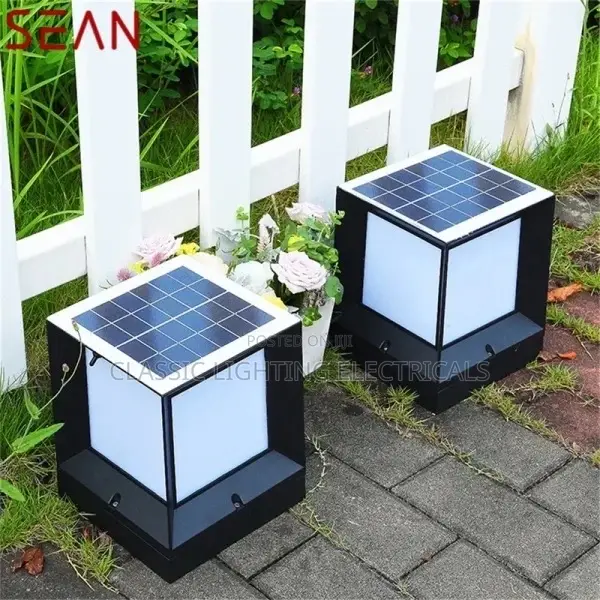 Solar Modern Wall Outdoor Cube Light Led Waterproof Pillar