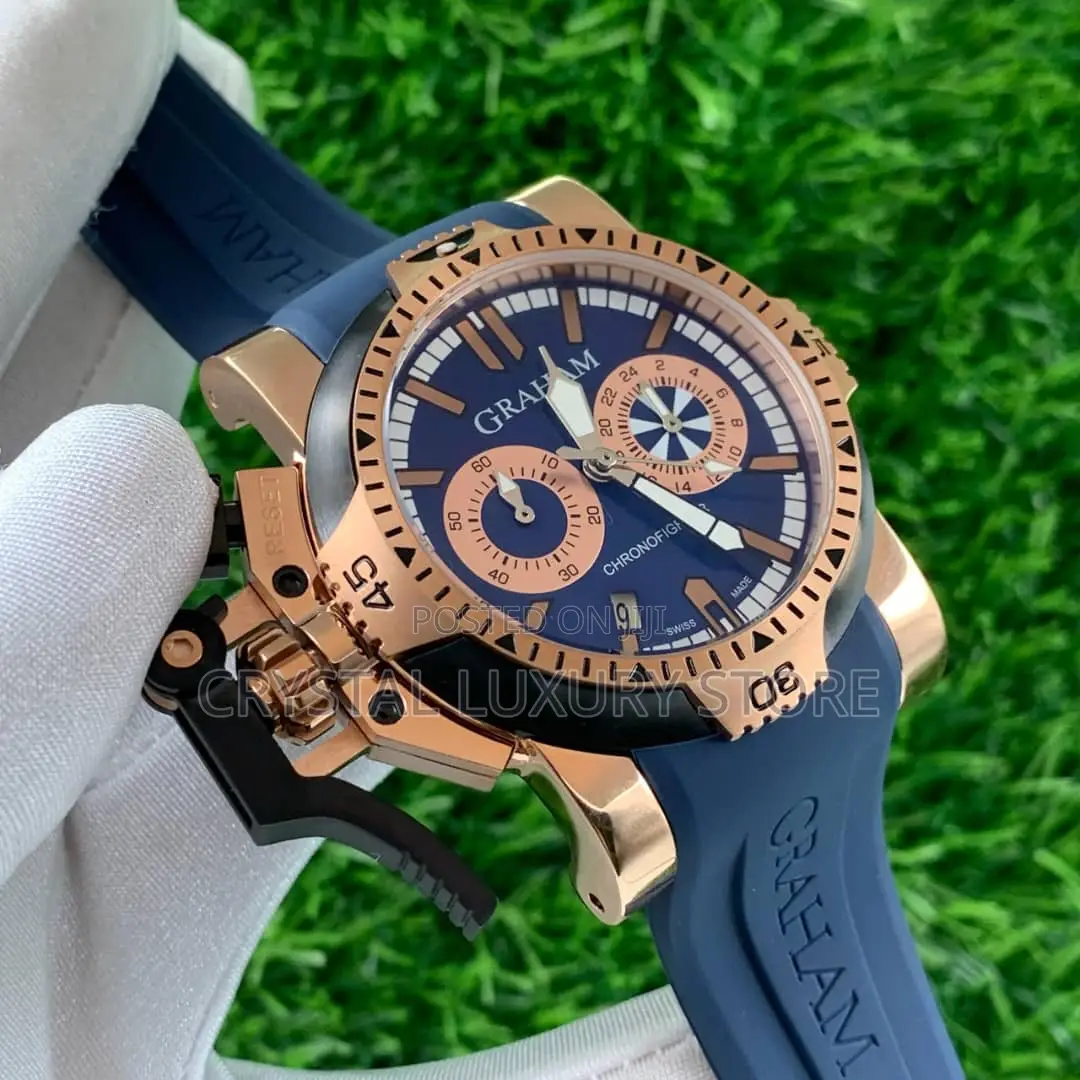 Graham Quality Luxury Men Rubber Strap Wristwatch