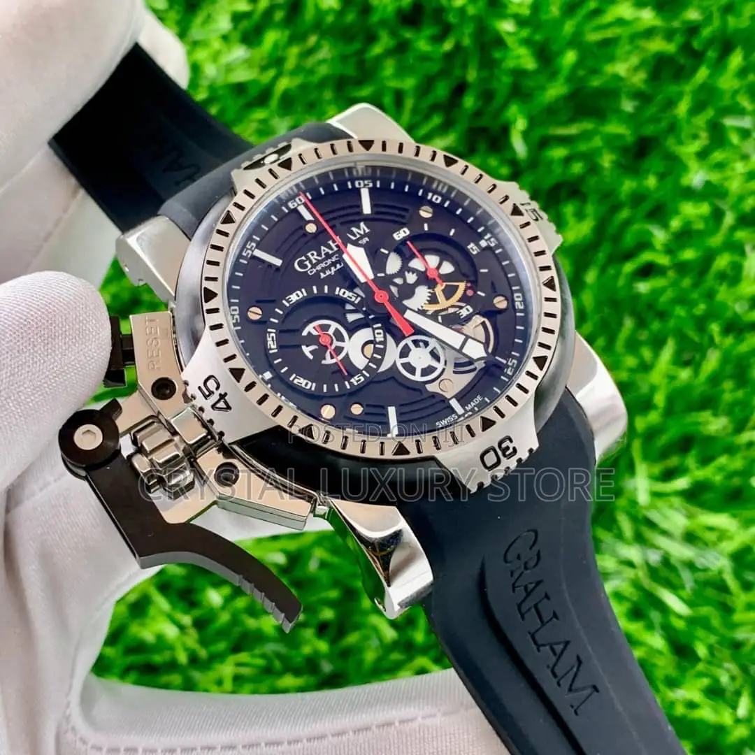 Graham Quality Luxury Men Rubber Strap Wristwatch