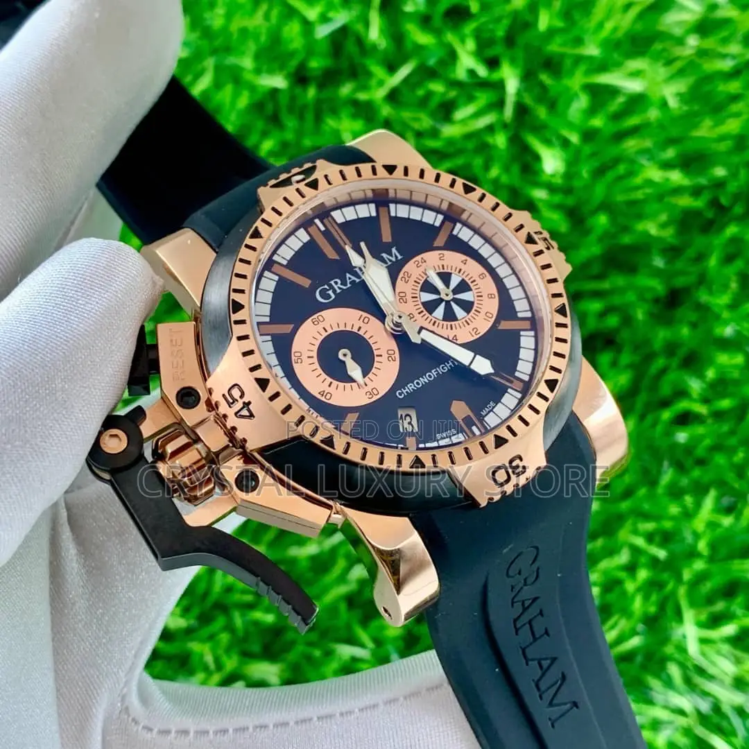 Graham Quality Luxury Men Rubber Strap Wristwatch