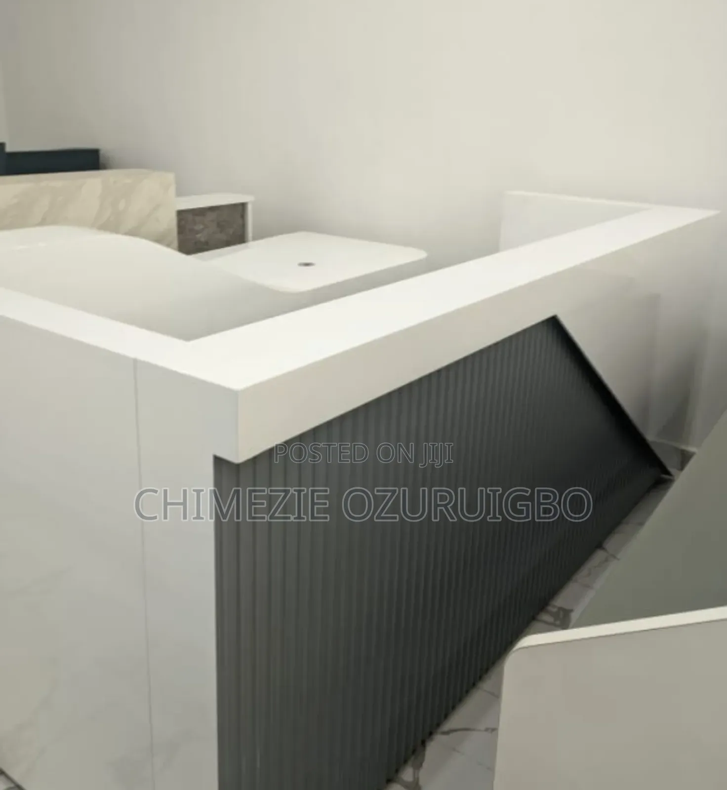 2.4 Meters White and Grey Office Reception Table