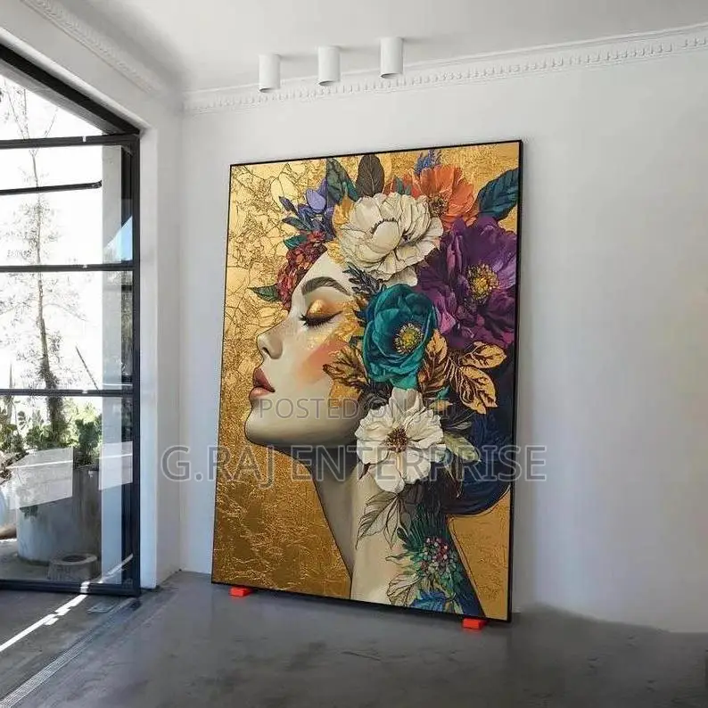 Flower Hair Woman Abstract Art in Lagos Canvas