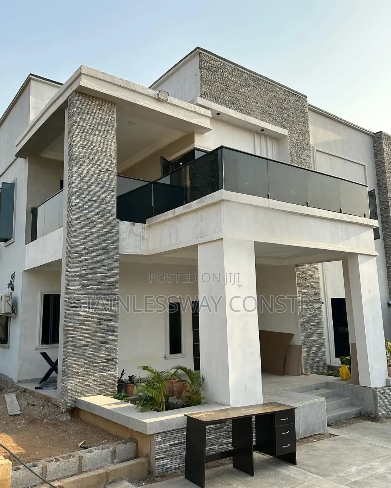 Dark Grey Glass Railing  Mbora District