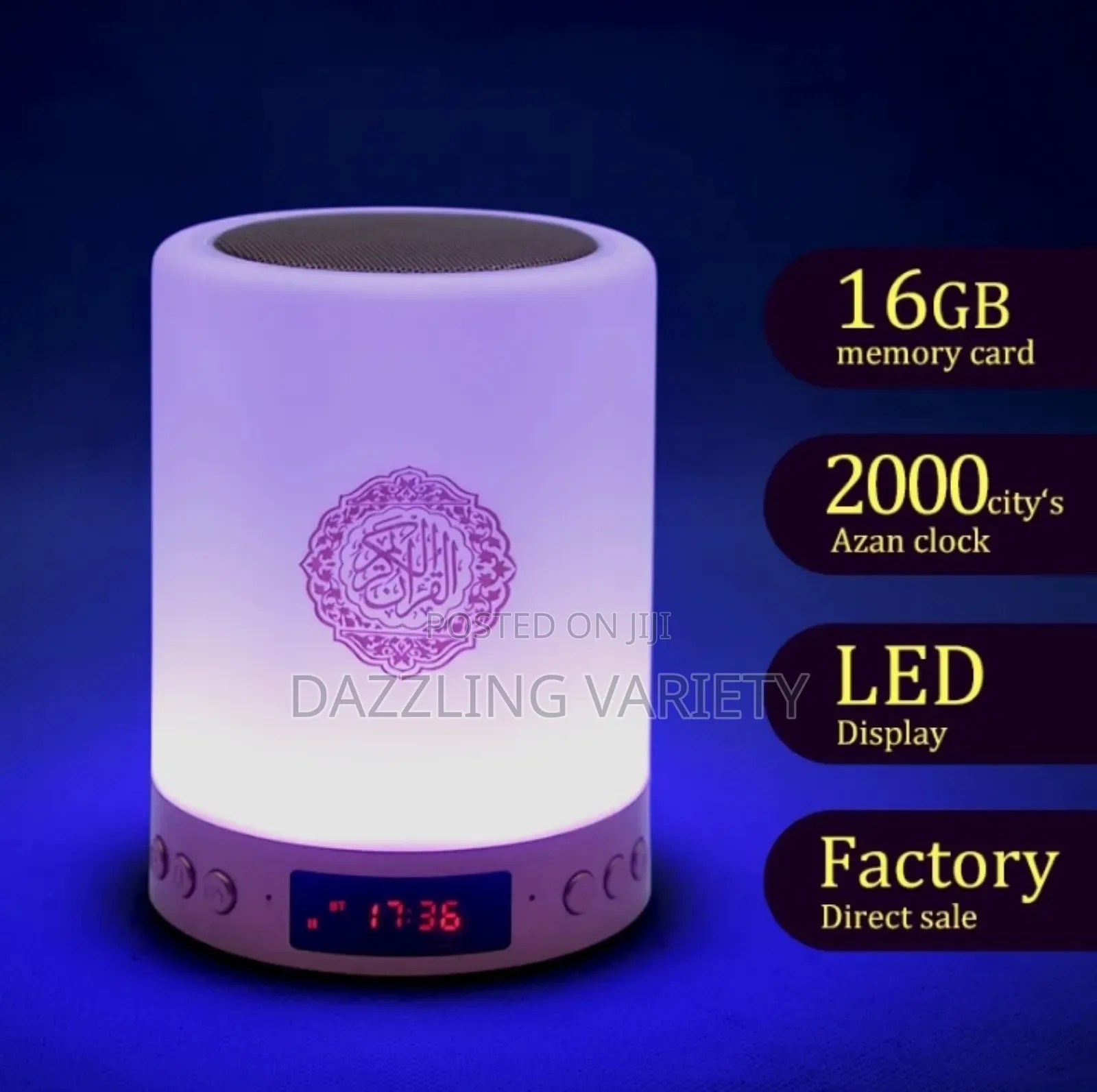 Portable Rechargeable Qur’An Speaker With Bluetooth Touch Light