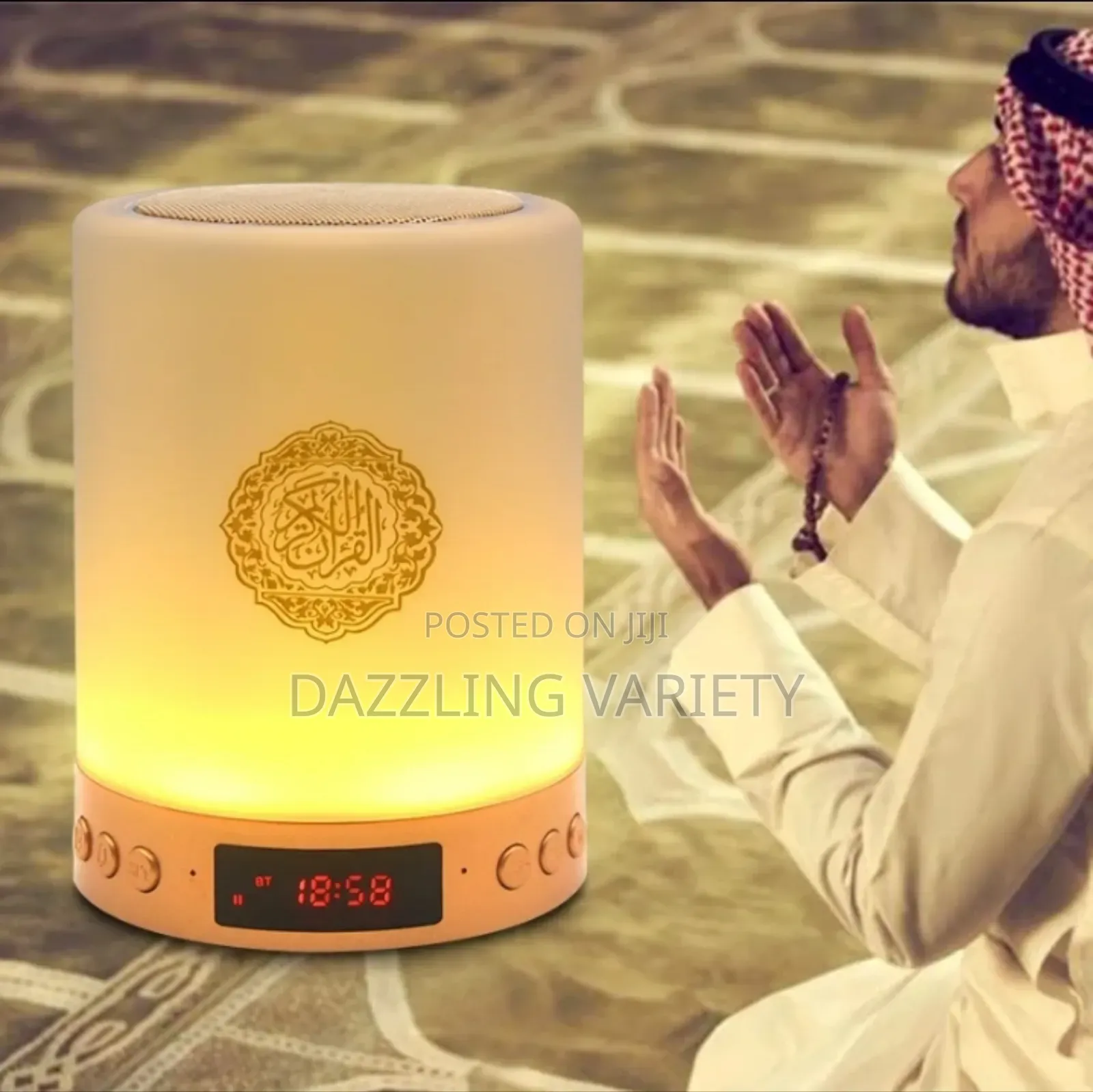 Portable Rechargeable Qur’An Speaker With Bluetooth Touch Light