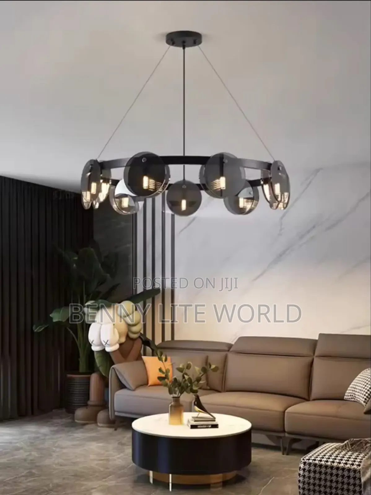 Black and Gold Glass Chandelier Light
