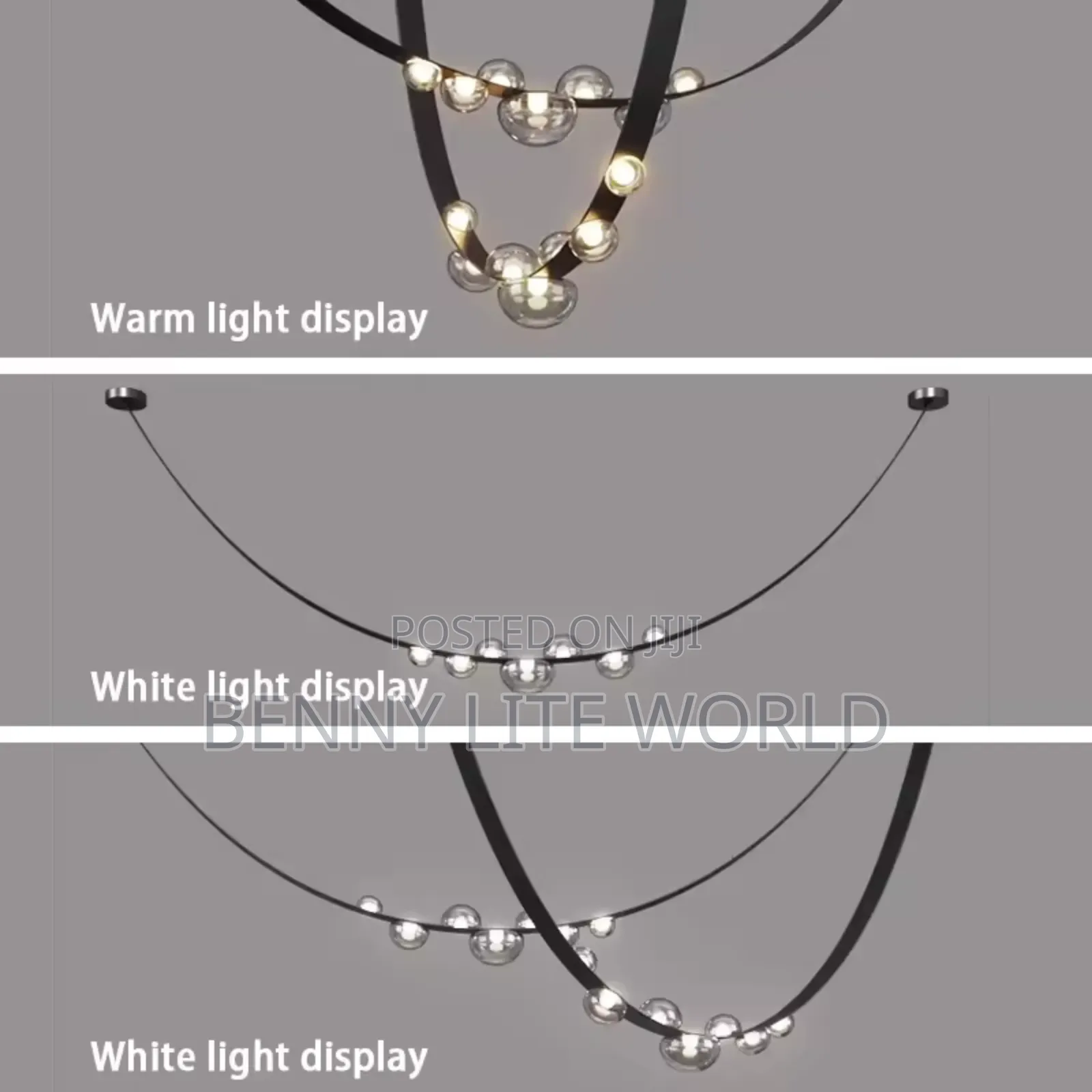 Led Belt Dropping Chandelier Light With 3 Different Colors Warm White