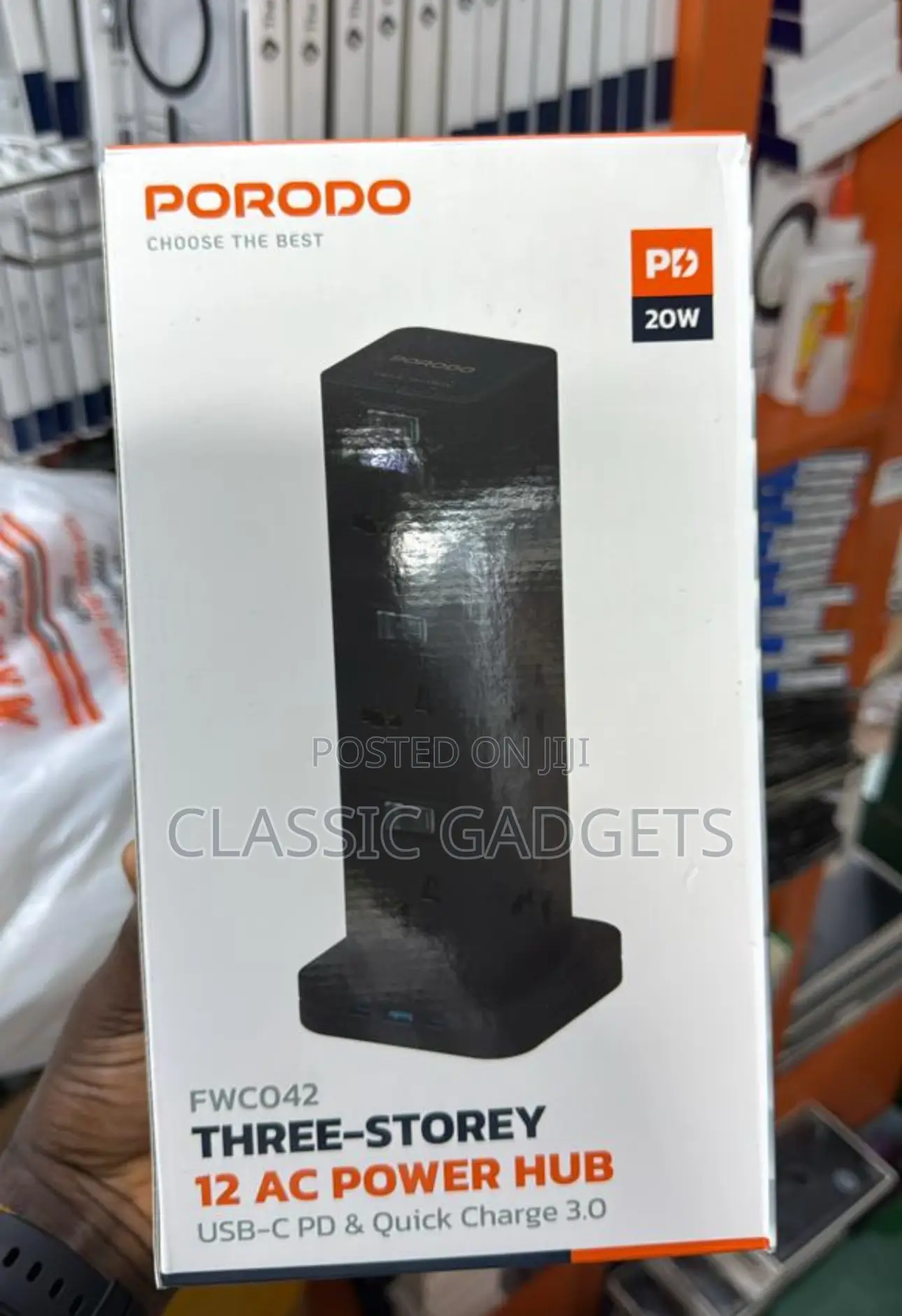 Porodo Fwco42 Three-Storey 12 Ac Power Hub Usb-C Pd