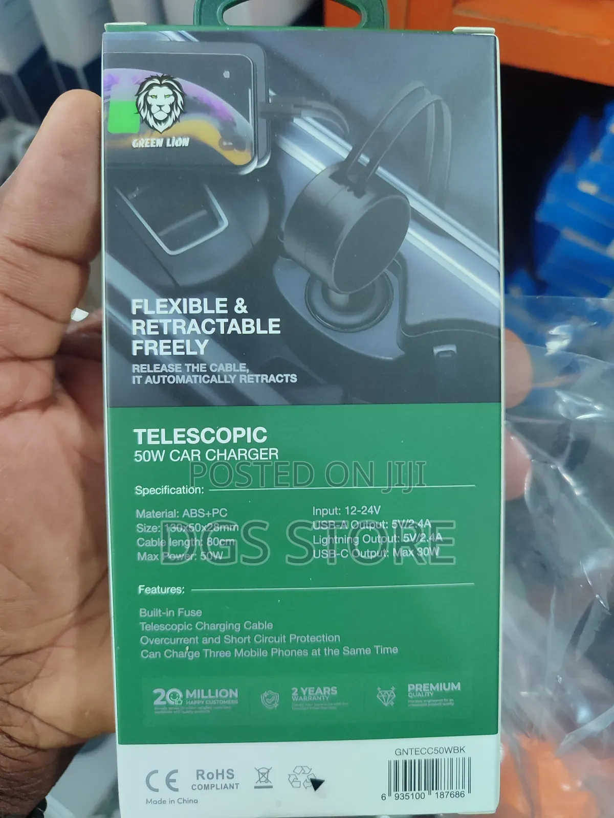 Green Lion Telescopic Pd 30w 50w Car Charger