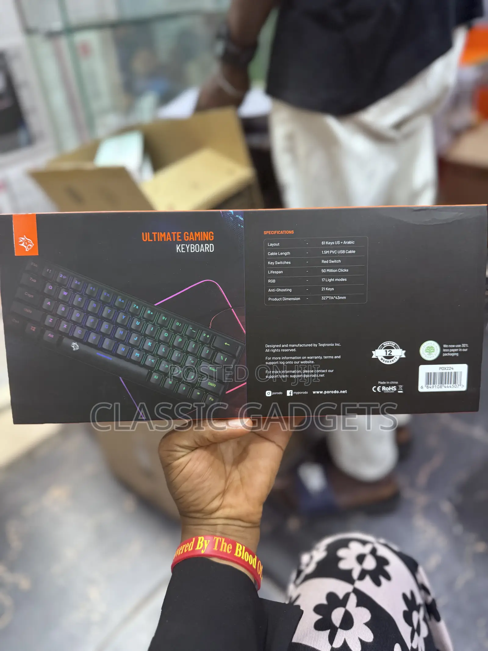 Porodo Pdx224 Gaming Mechanical Keyboard With 61 Keys