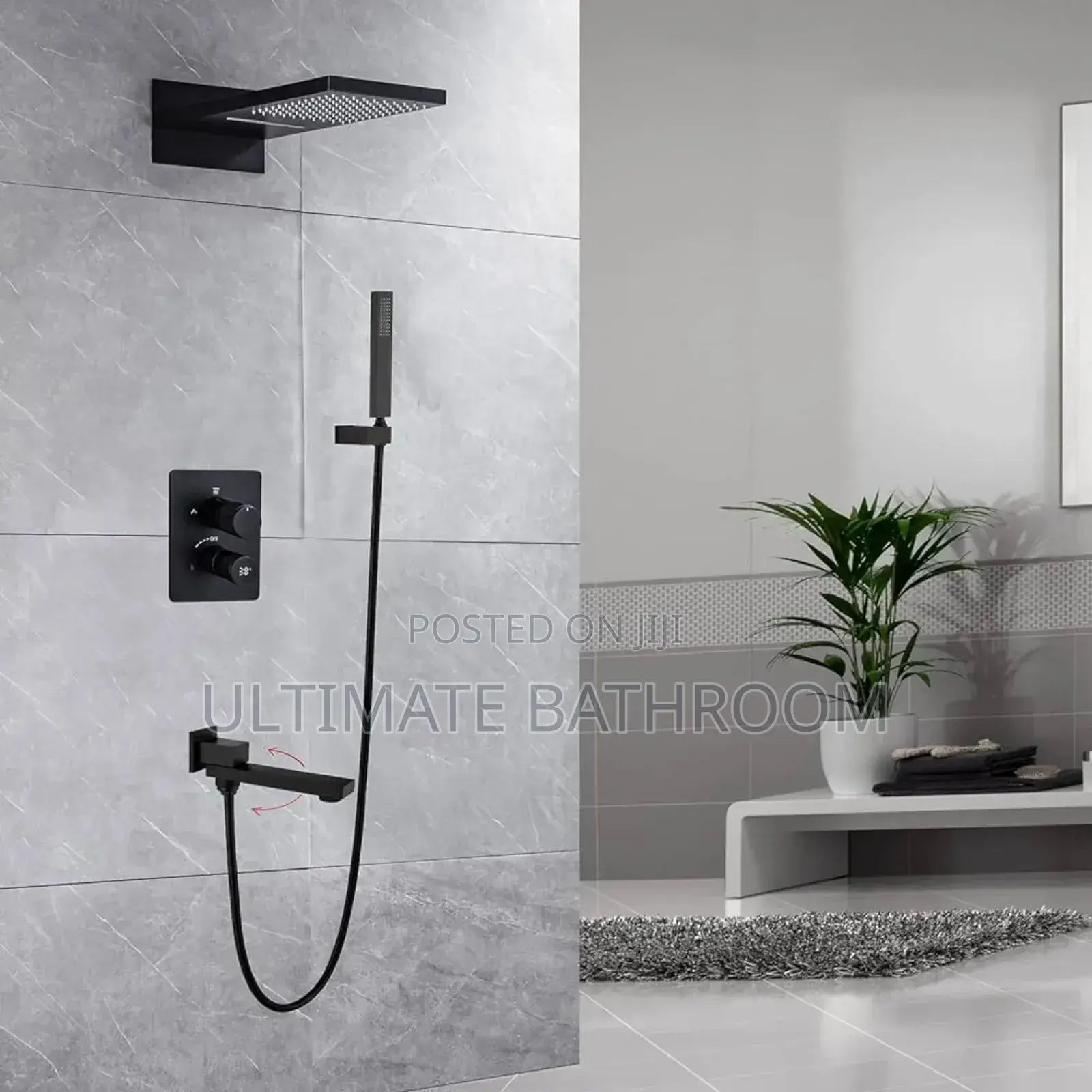 5ways Conduit Shower With Swiveling Tap and Long Shower Rose