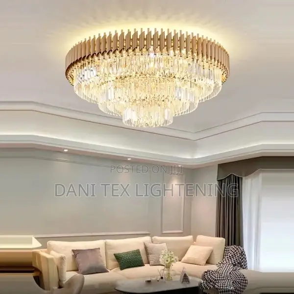Modern Led Dimmable Round Rectangular Golden Black Crystal