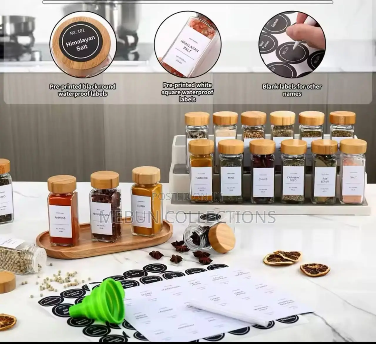 12 PCS Glass Jar Spice Bottle With Label Paper