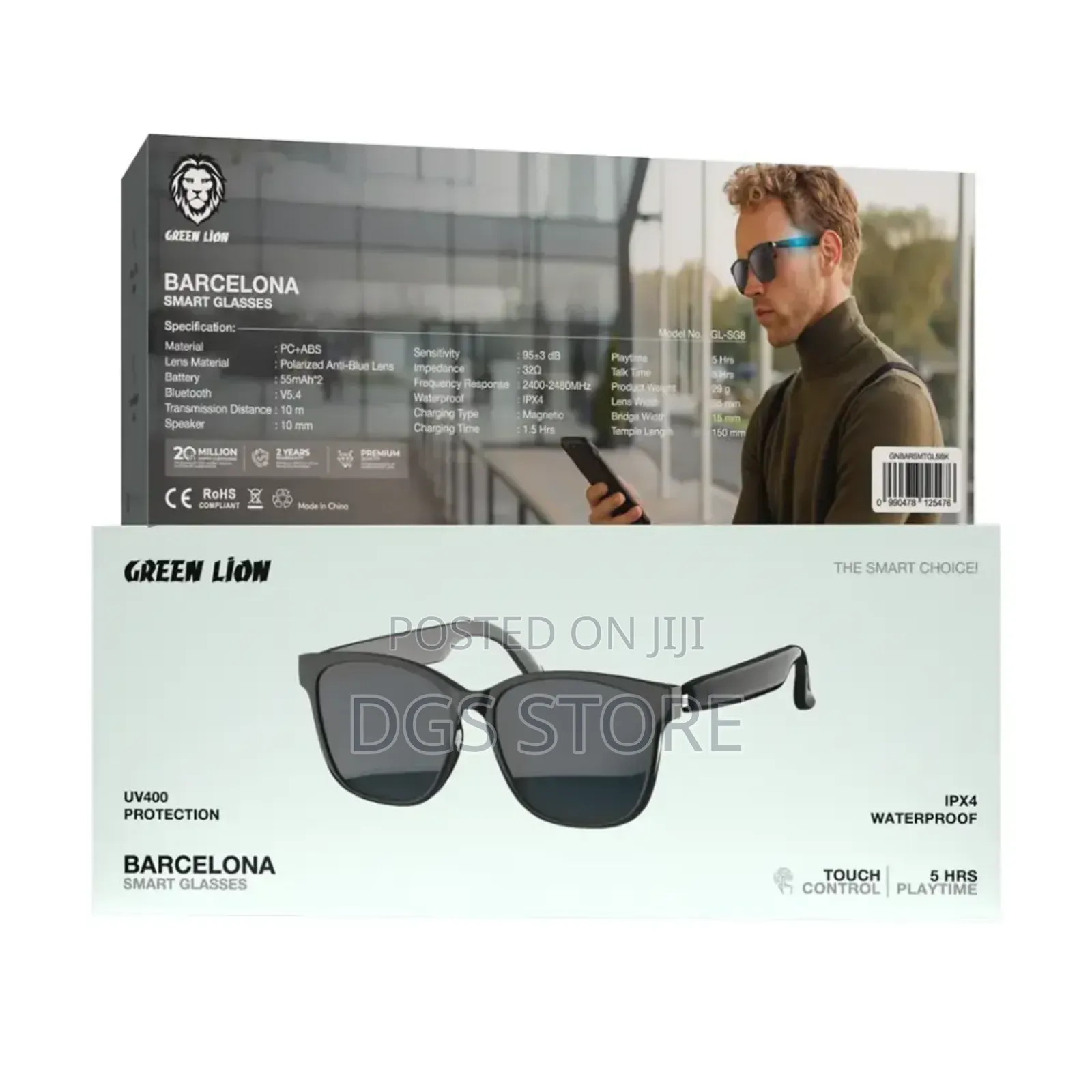 Green Lion Uv400 Barcelona Smart Glasses 