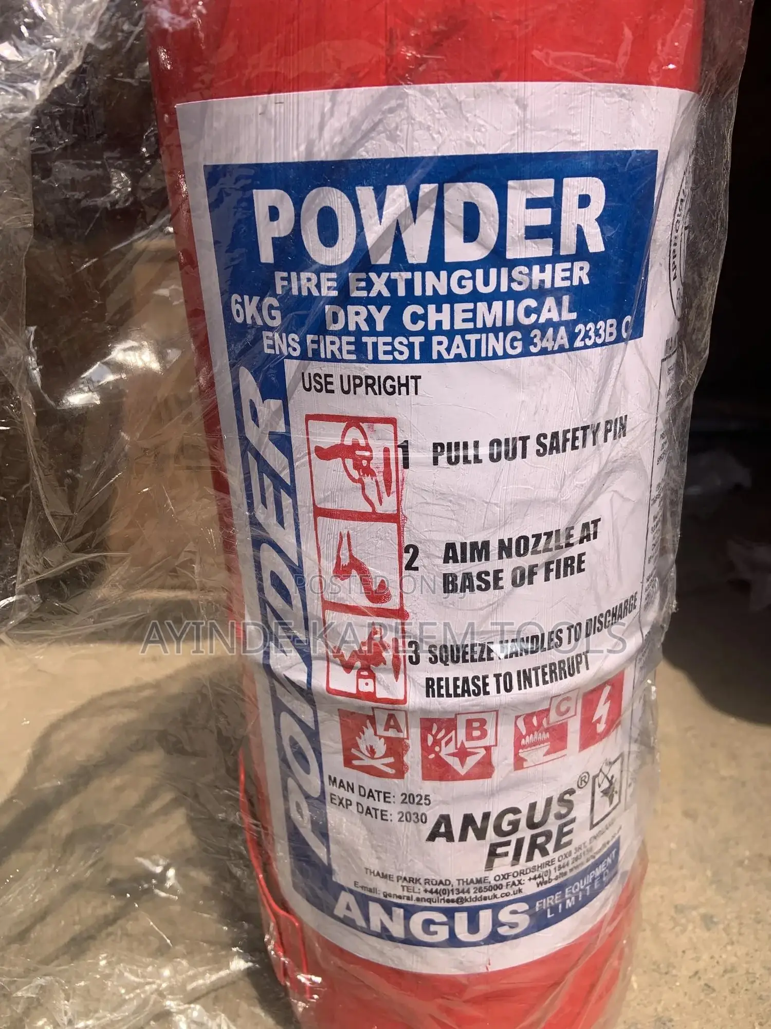 Powder Fire Extinguisher 6kg Dry Chemical