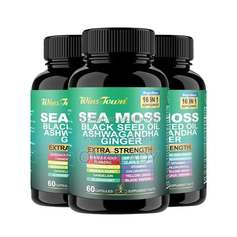 Wins Town Sea Moss Black Seed Oil Ginger - 60 Capsules