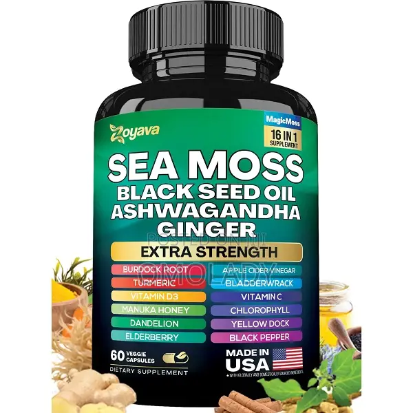 Wins Town Sea Moss Black Seed Oil Ginger - 60 Capsules