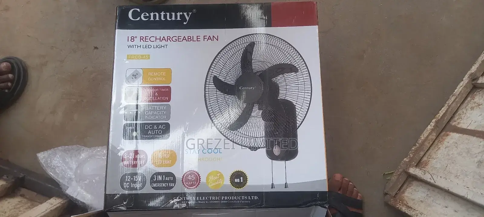 Century Wall Rechargeable Fan 18inch