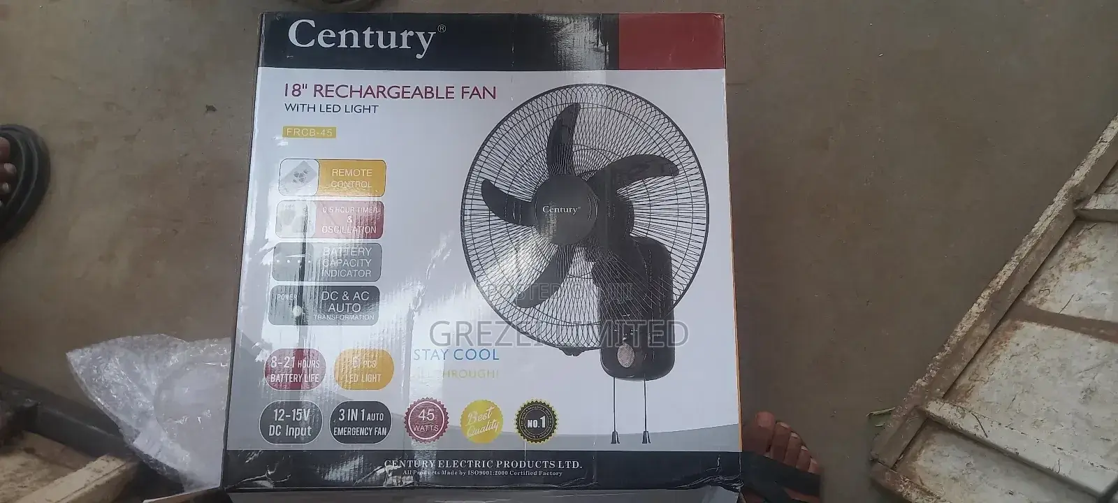 Century Wall Rechargeable Fan 18inch