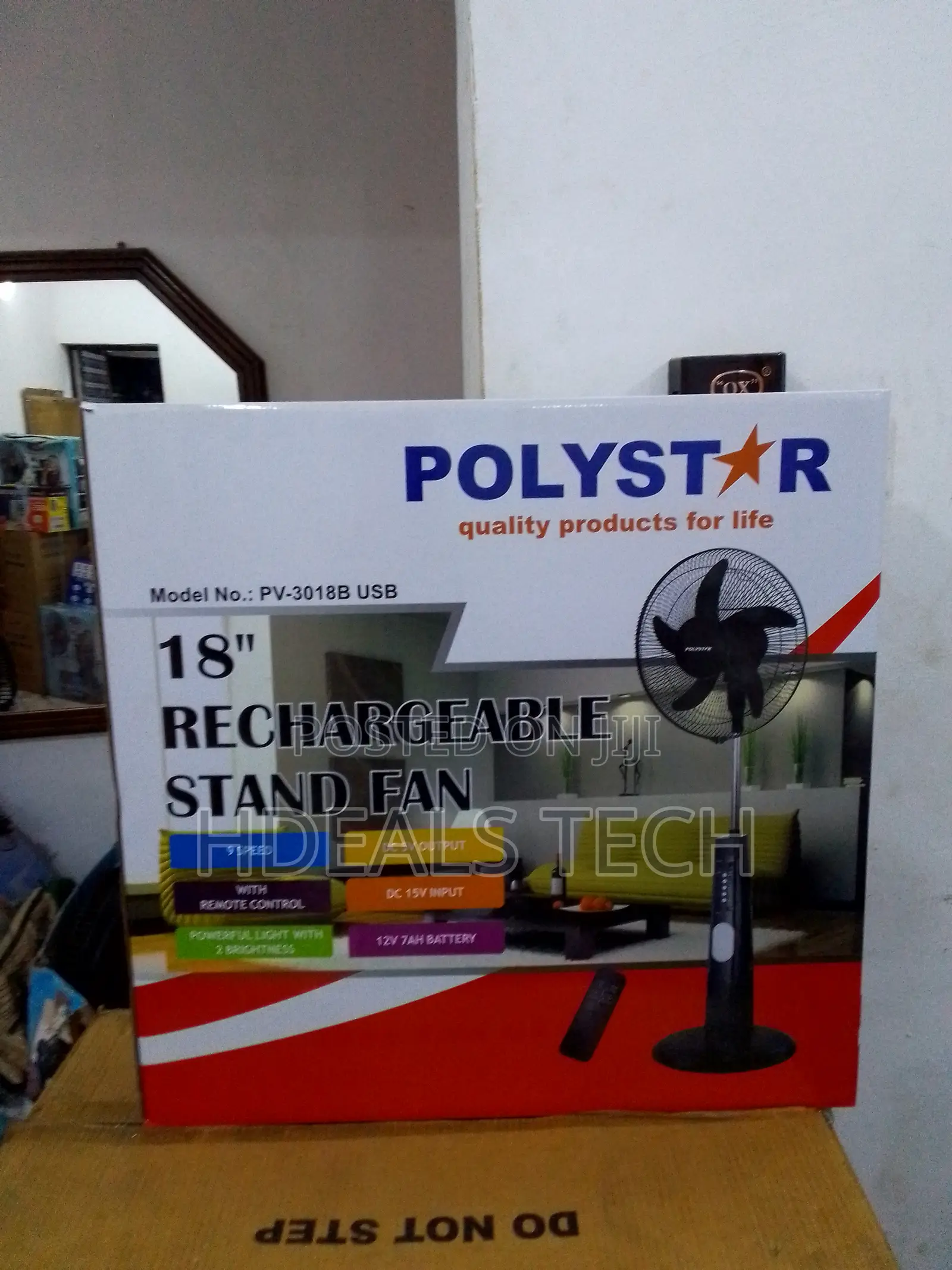 Top Notch- Polystar 18inches Rechargeable Fan
