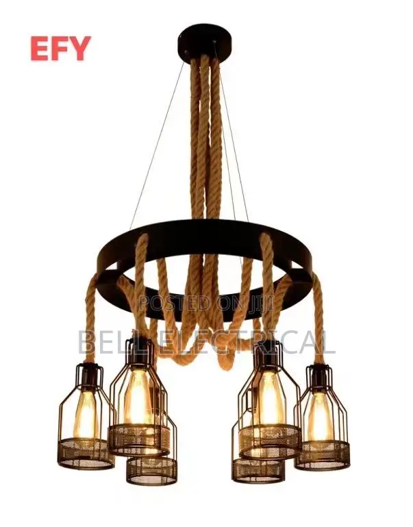 Rustic Industrial Rope Chandelier