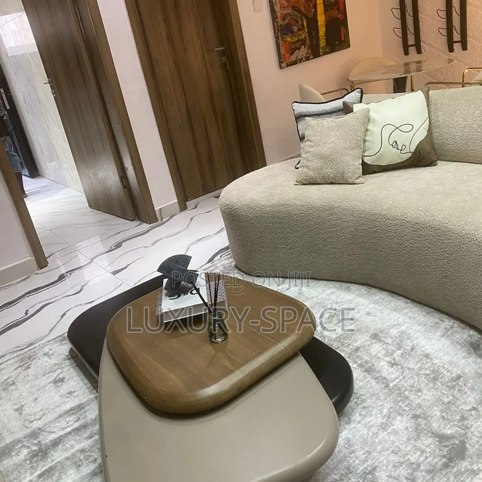Unique Rotating Wooden Center Table Set