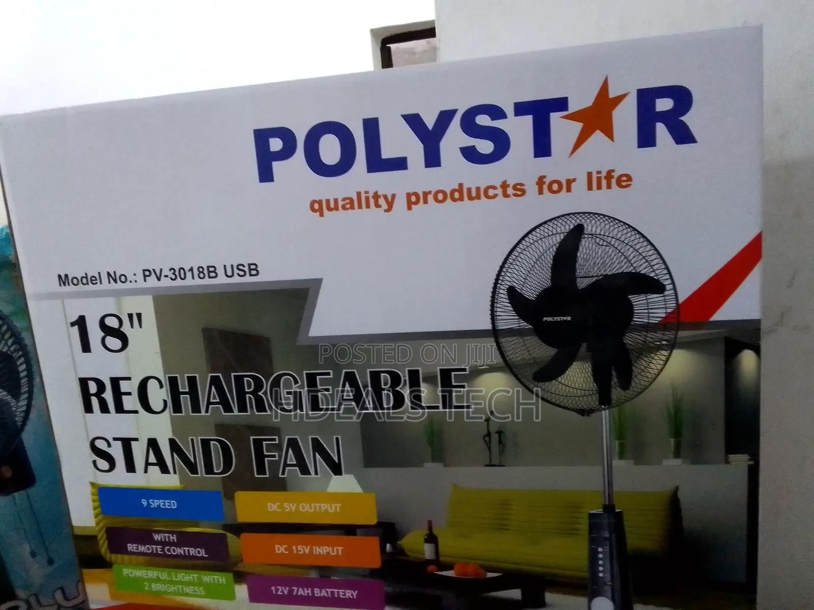 Customer Choice- Polystar 18inches Rechargeable Standing Fan