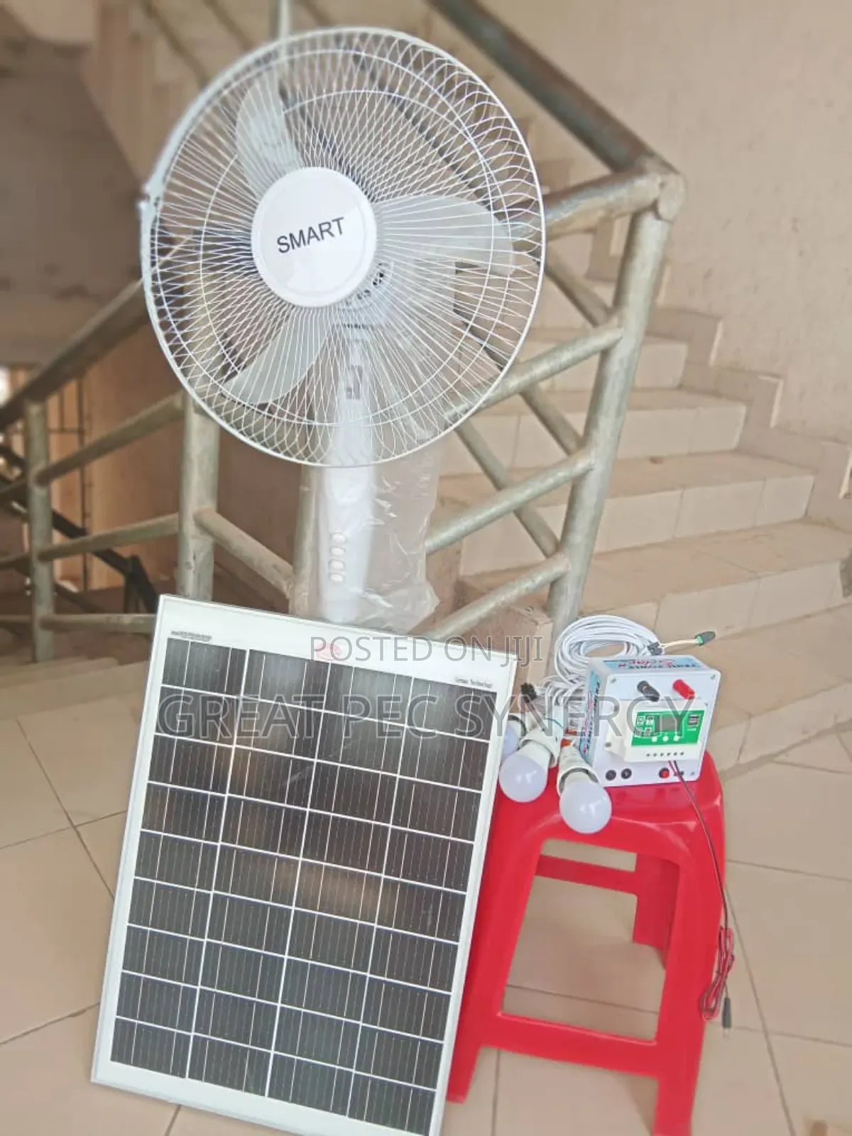 Smart Fan With Solar Panel,Power Station And Three Bolb