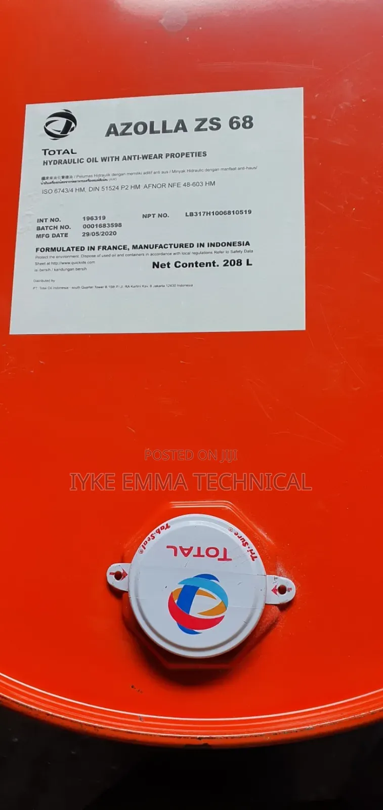 Total Azolla Zs 68 Hydraulic Oil