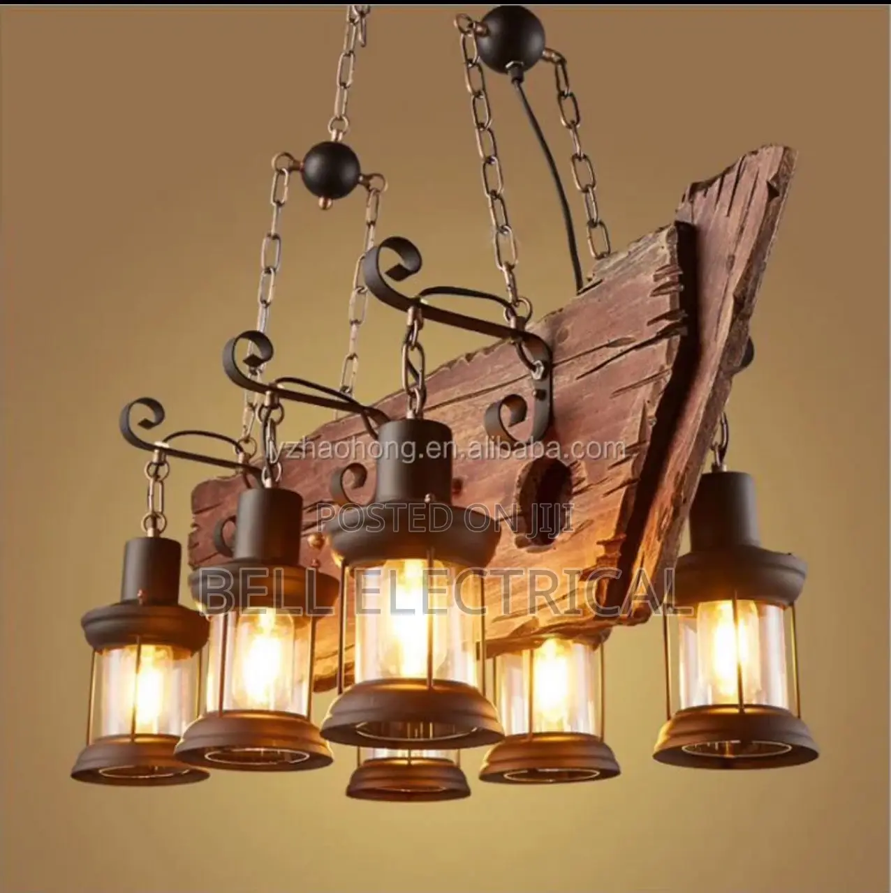Vintage Wooden Ship Lantern Chandelier