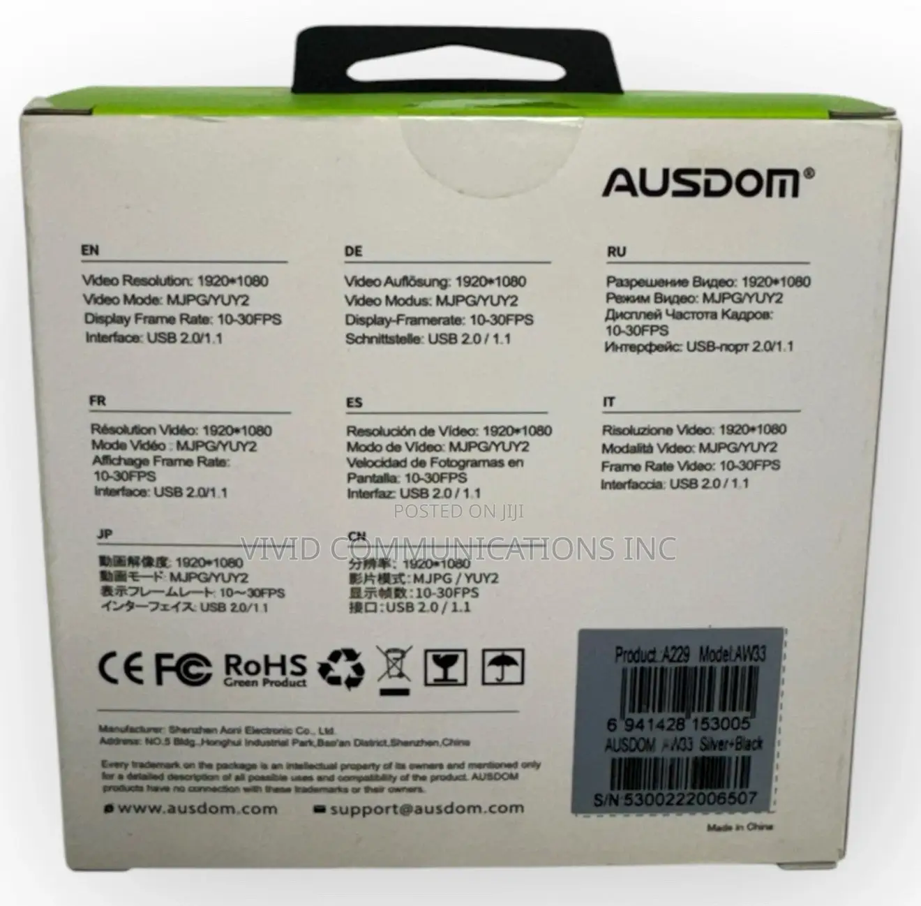 Open Box Ausdom Full Hd 1080p Wide Angle View Webcam