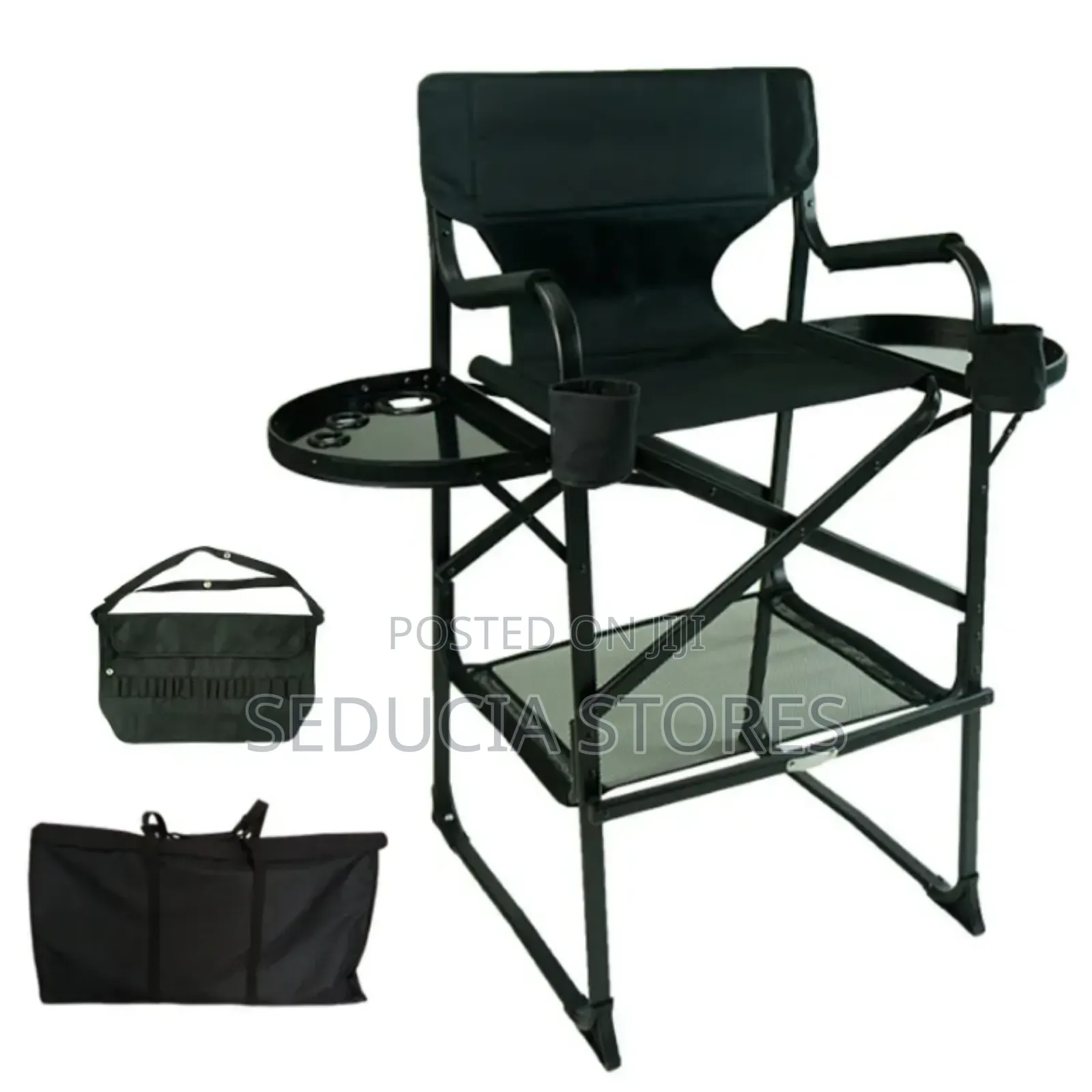 Foldable Makeup Chair With Double Tray