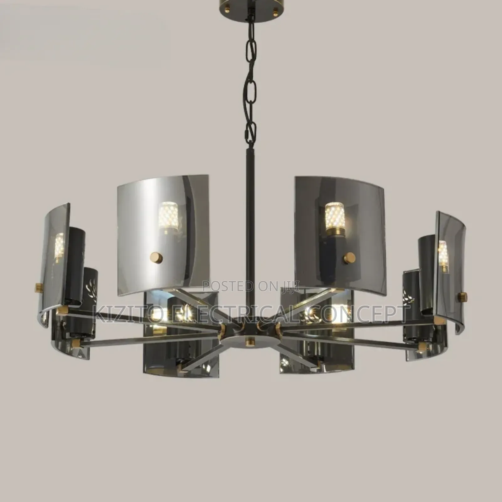 Copper Glass Chandelier Lamp for Living and Dining Room