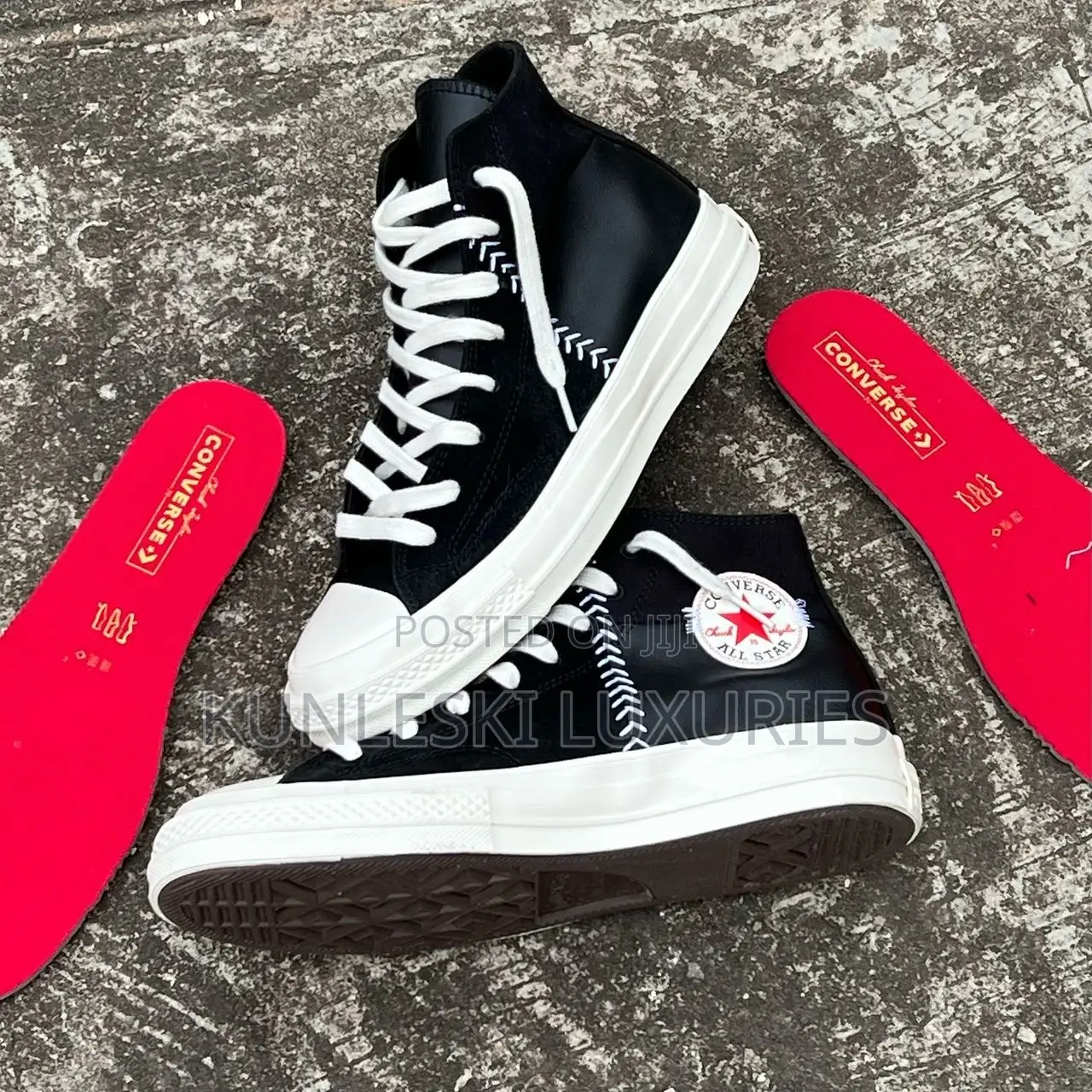 Converse Chuck 70 Crafted Leather High Black Egret Sneakers