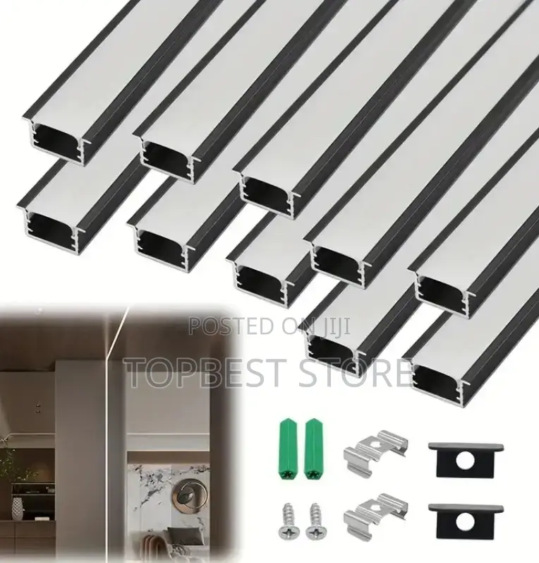 Led Recessed Lighting Channel Black Body and Silver 3m Lengt