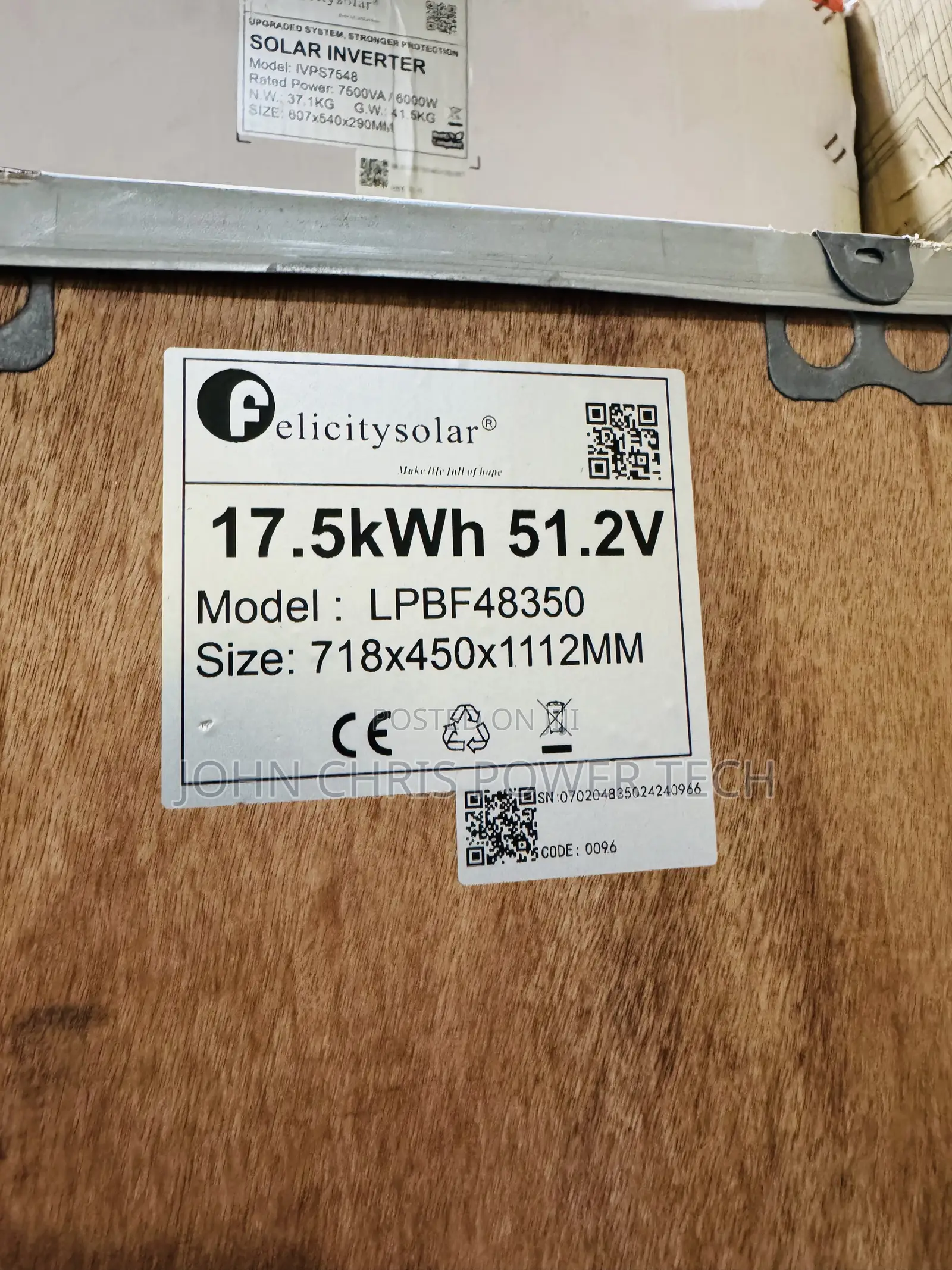 17.5kwh 51.2v Felicity Lithium Battery