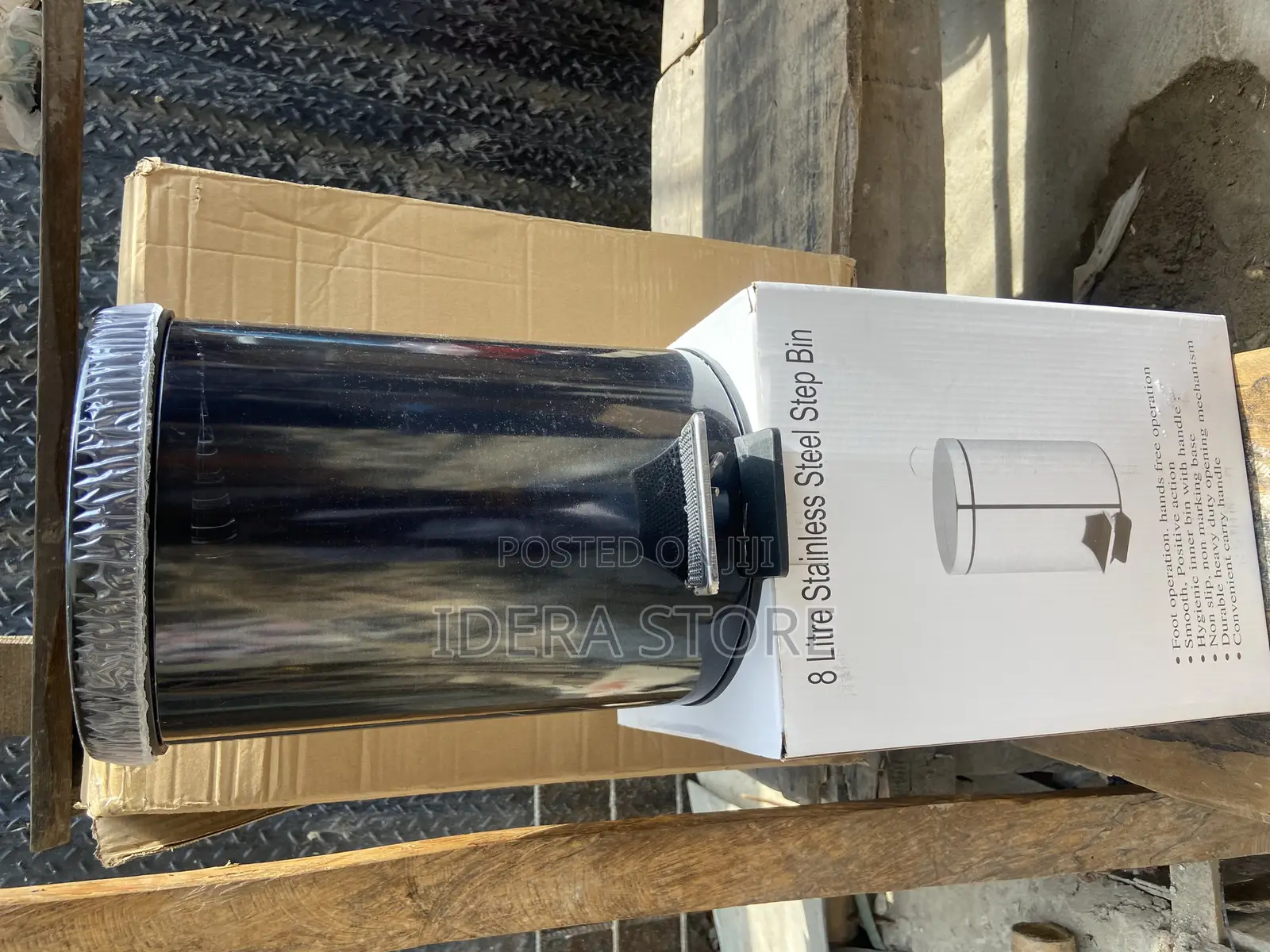 Stainless Pedal Wastebin Black