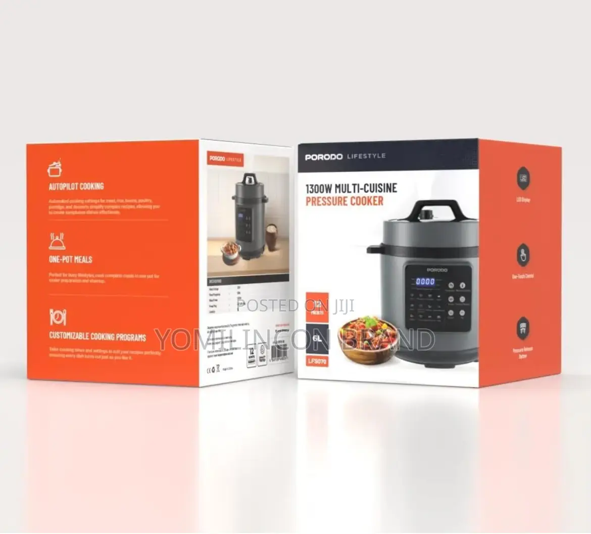 Porodo Lifestyle 1300w Electric Pressure Cooker 6l - Black